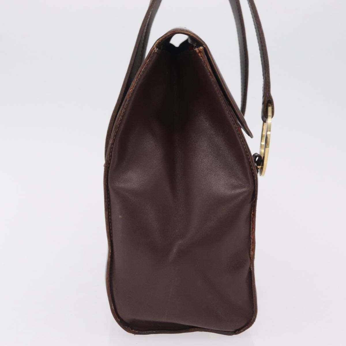 CELINE Hand Bag Leather Brown Gold Auth ep16168