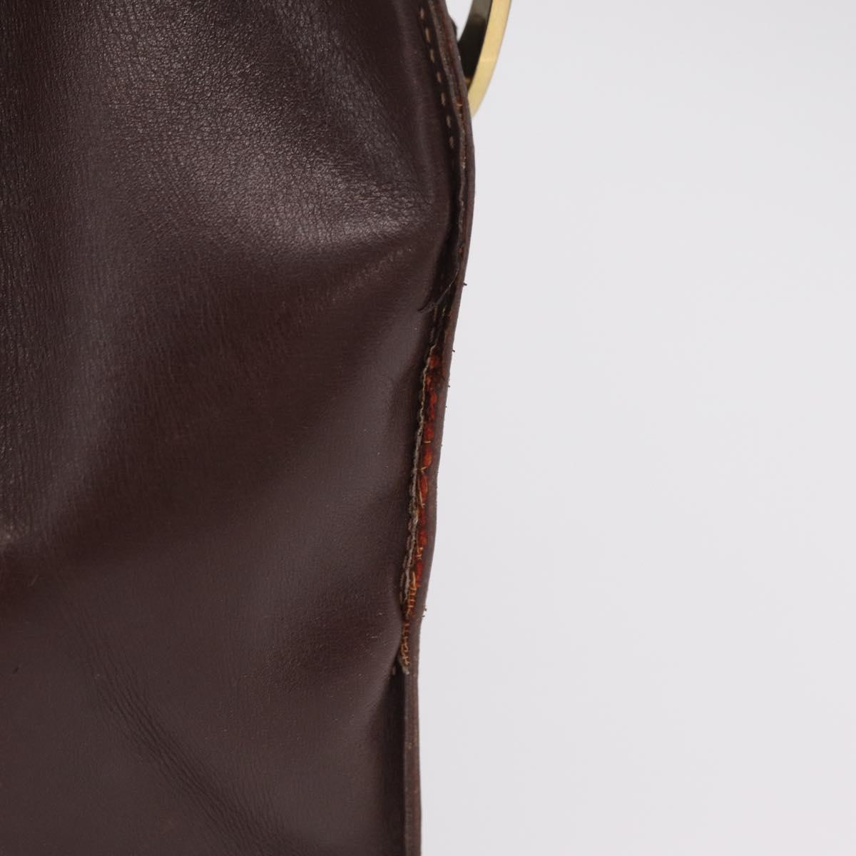 CELINE Hand Bag Leather Brown Gold Auth ep16168