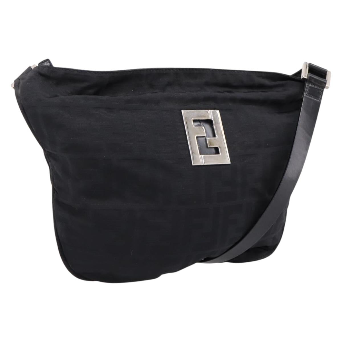 FENDI Zucca Canvas Shoulder Bag Black Auth ep16169