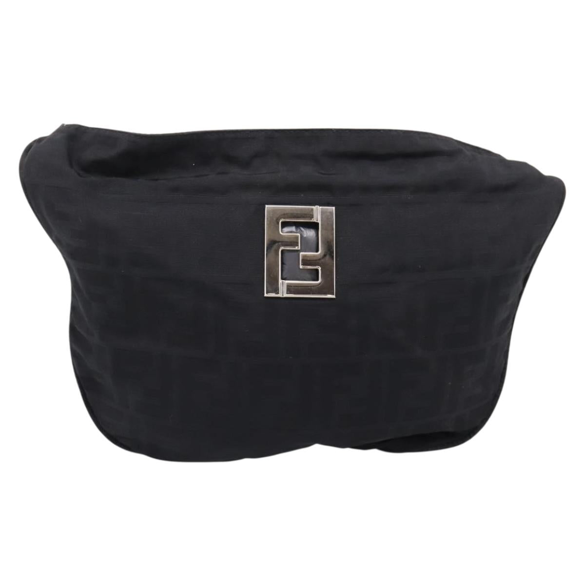 FENDI Zucca Canvas Shoulder Bag Black Auth ep16169
