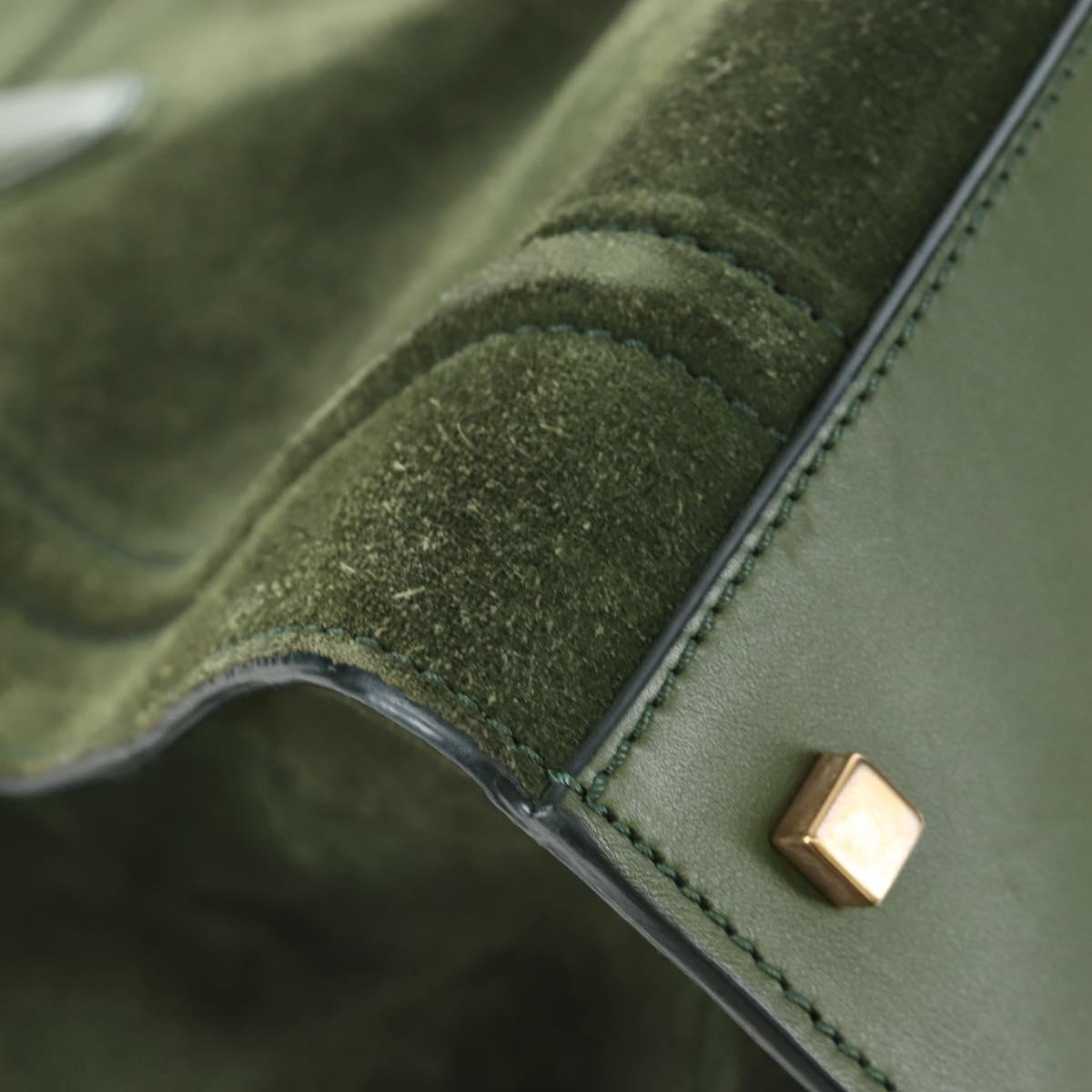 CELINE Luggage Phantom Hand Bag Suede Green Gold Auth ep16178V