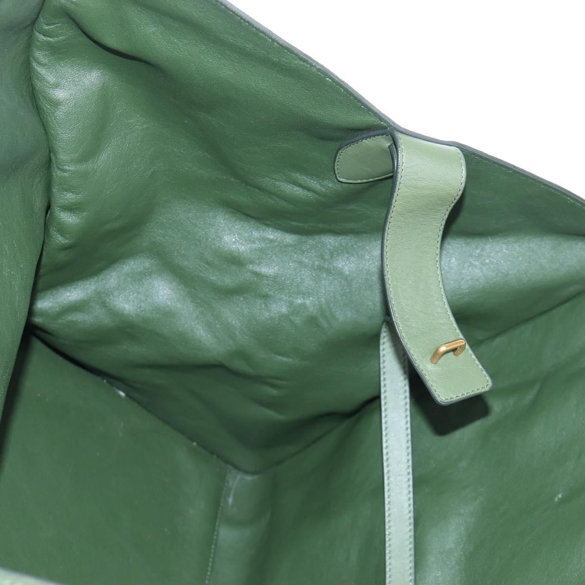CELINE Luggage Phantom Hand Bag Suede Green Gold Auth ep16178V