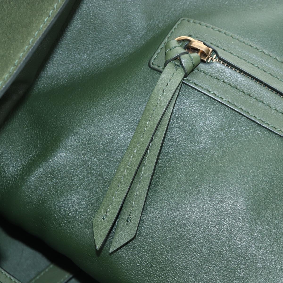 CELINE Luggage Phantom Hand Bag Suede Green Gold Auth ep16178V