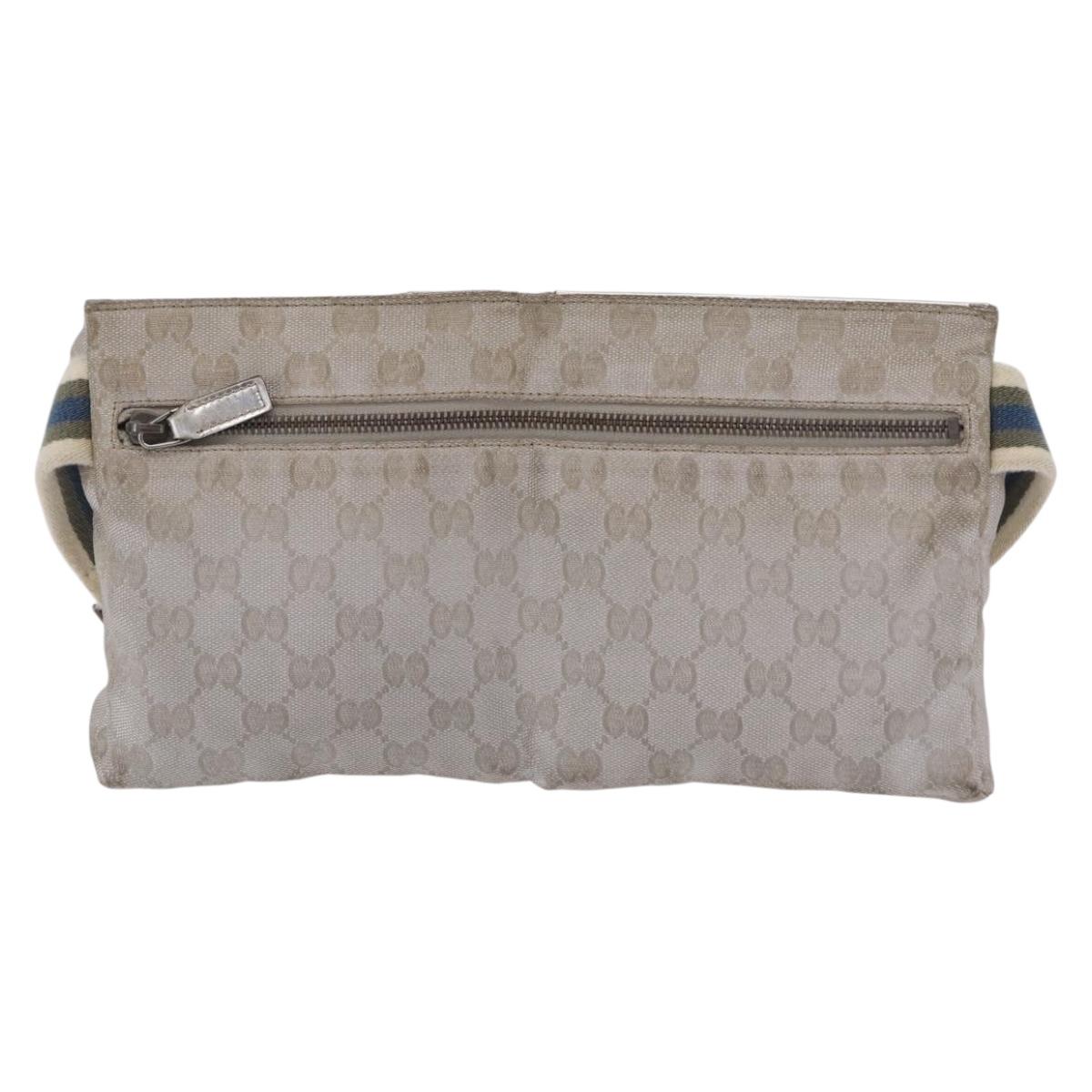GUCCI GG Canvas Waist Bag Silver 28566 Auth ep16179