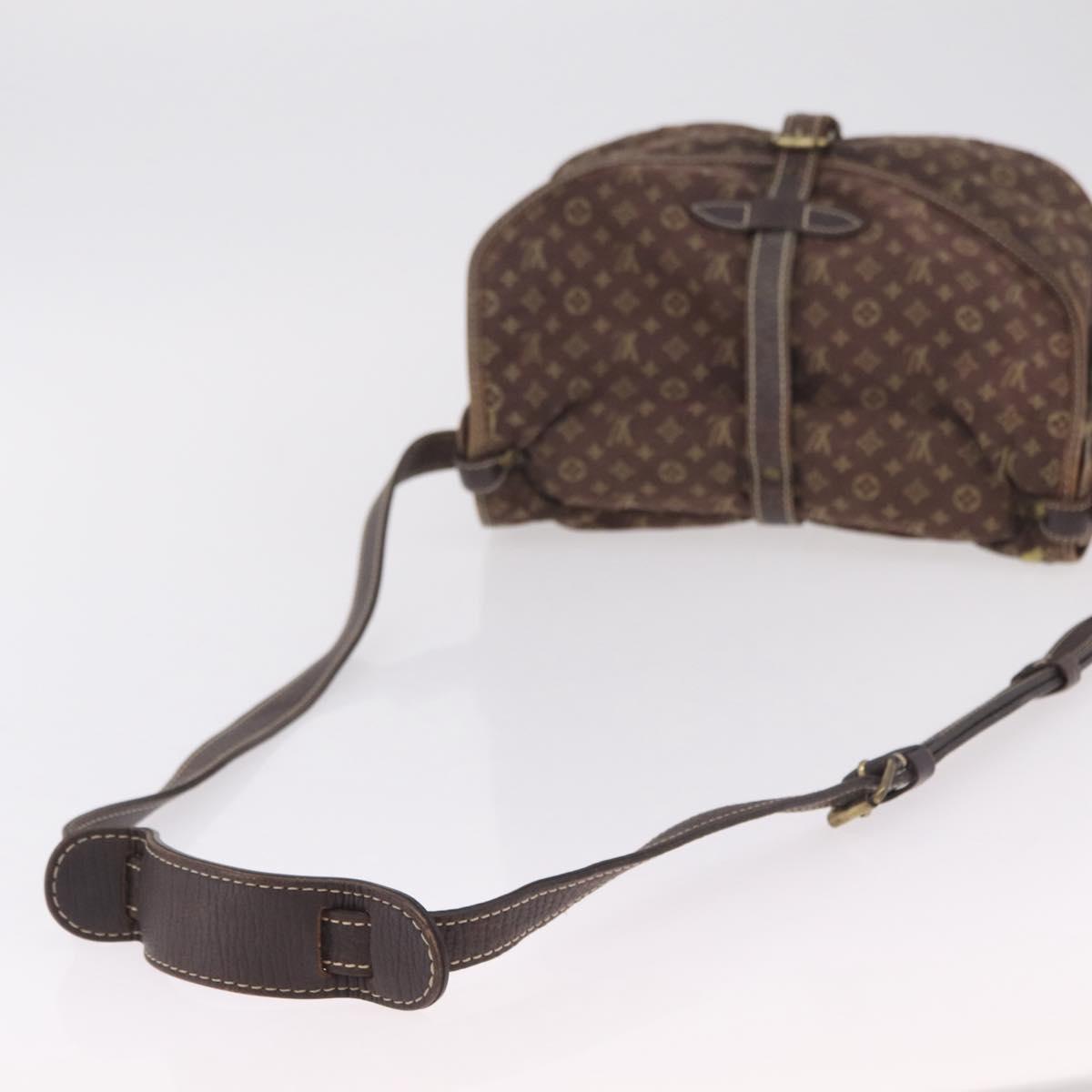LOUIS VUITTON Monogram Mini Lin Saumur 30 Bag Brown Fuzan M95227 LV Auth ep16180