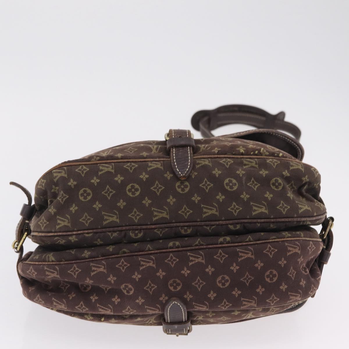 LOUIS VUITTON Monogram Mini Lin Saumur 30 Bag Brown Fuzan M95227 LV Auth ep16180