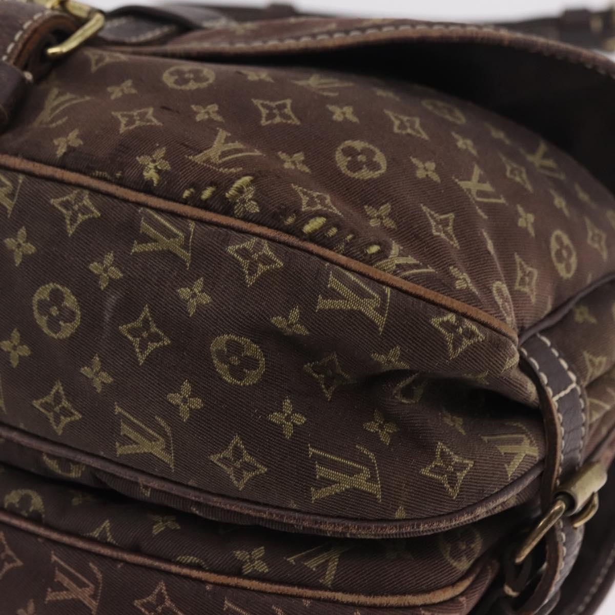 LOUIS VUITTON Monogram Mini Lin Saumur 30 Bag Brown Fuzan M95227 LV Auth ep16180