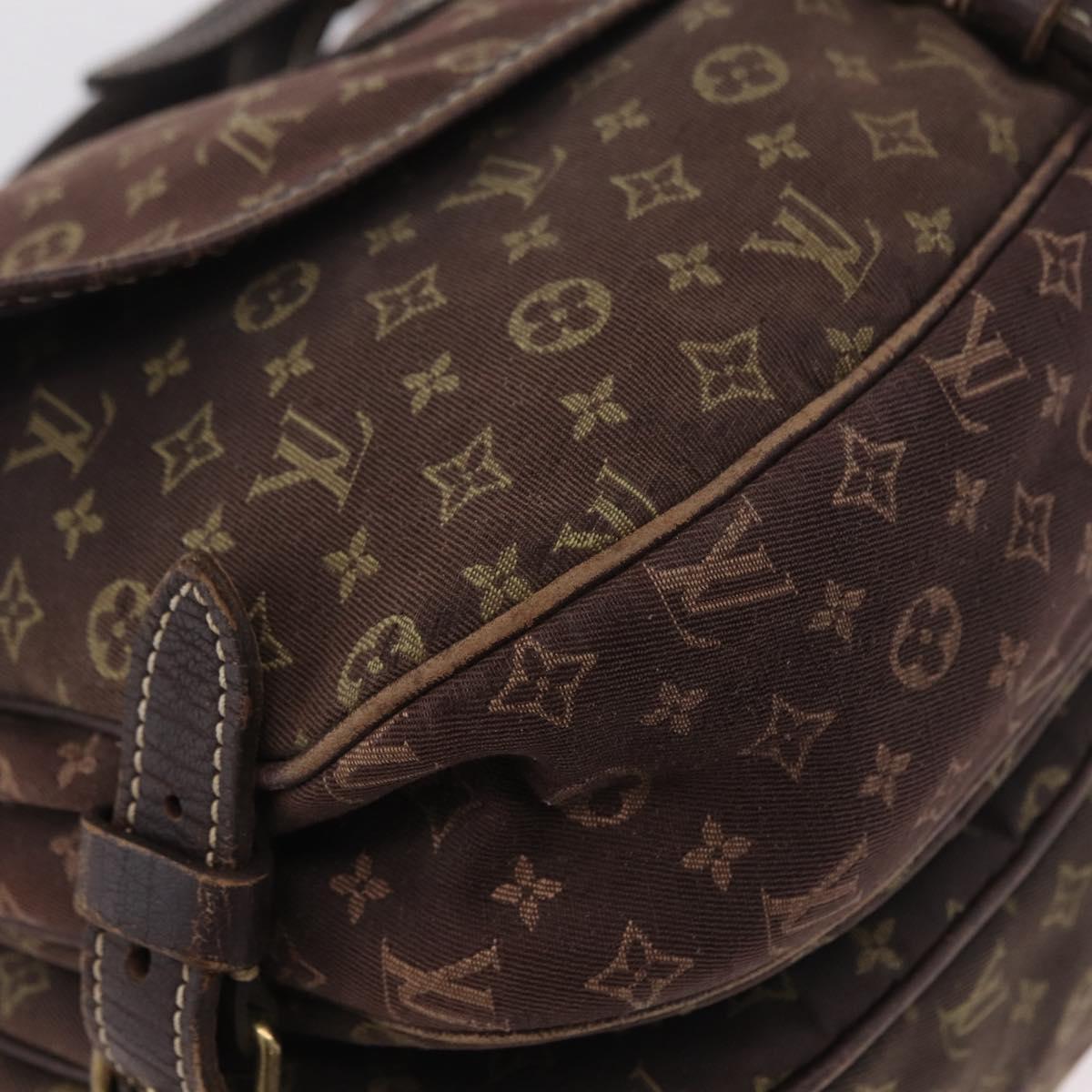 LOUIS VUITTON Monogram Mini Lin Saumur 30 Bag Brown Fuzan M95227 LV Auth ep16180