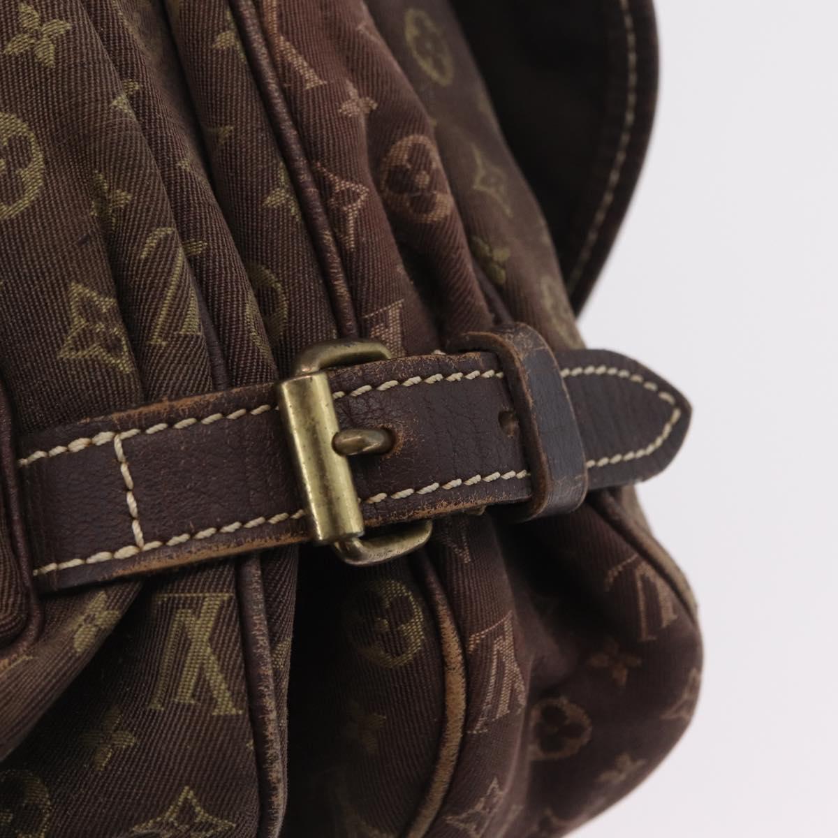 LOUIS VUITTON Monogram Mini Lin Saumur 30 Bag Brown Fuzan M95227 LV Auth ep16180