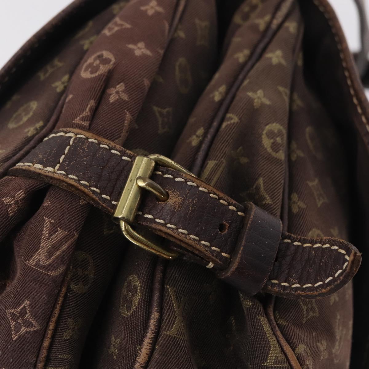 LOUIS VUITTON Monogram Mini Lin Saumur 30 Bag Brown Fuzan M95227 LV Auth ep16180