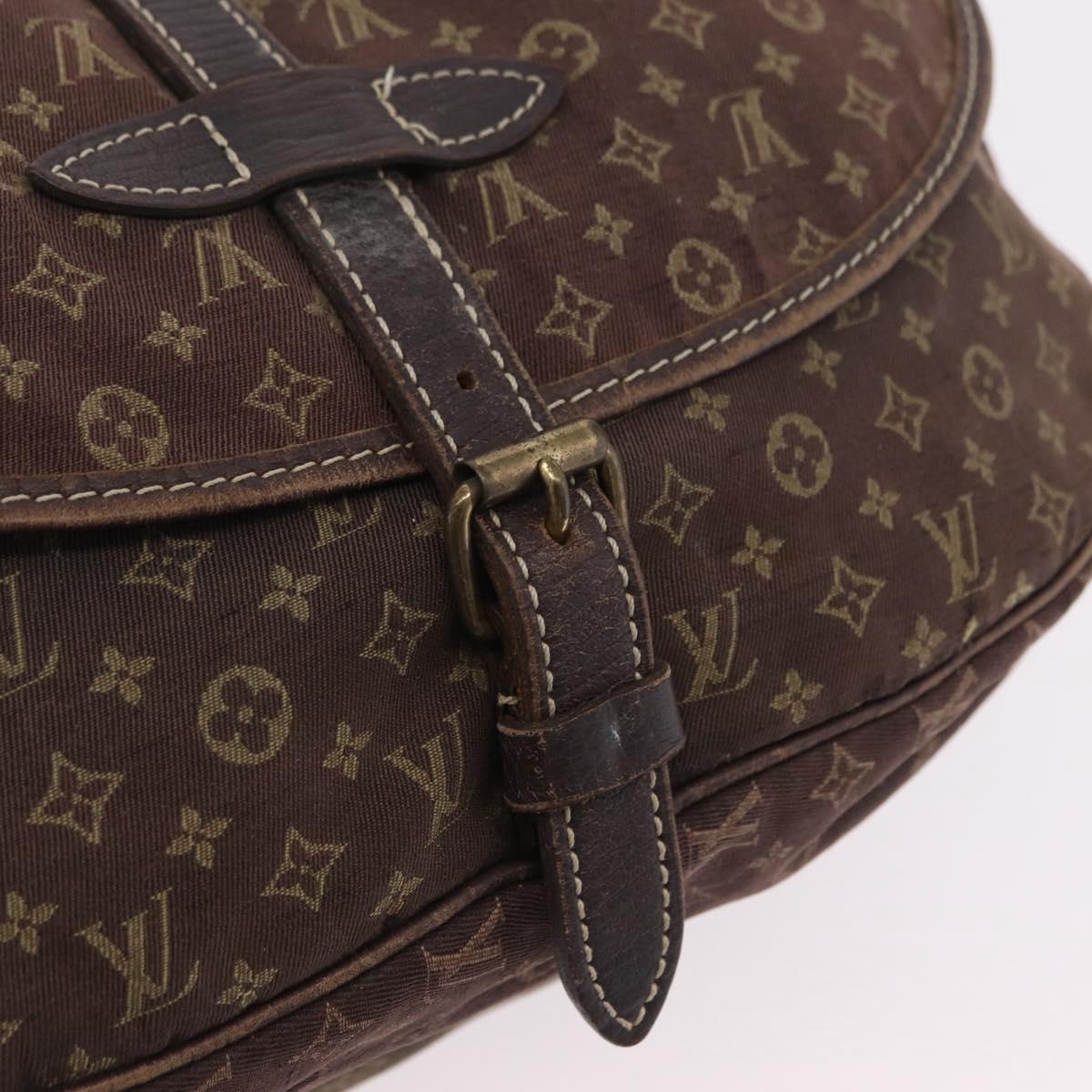 LOUIS VUITTON Monogram Mini Lin Saumur 30 Bag Brown Fuzan M95227 LV Auth ep16180