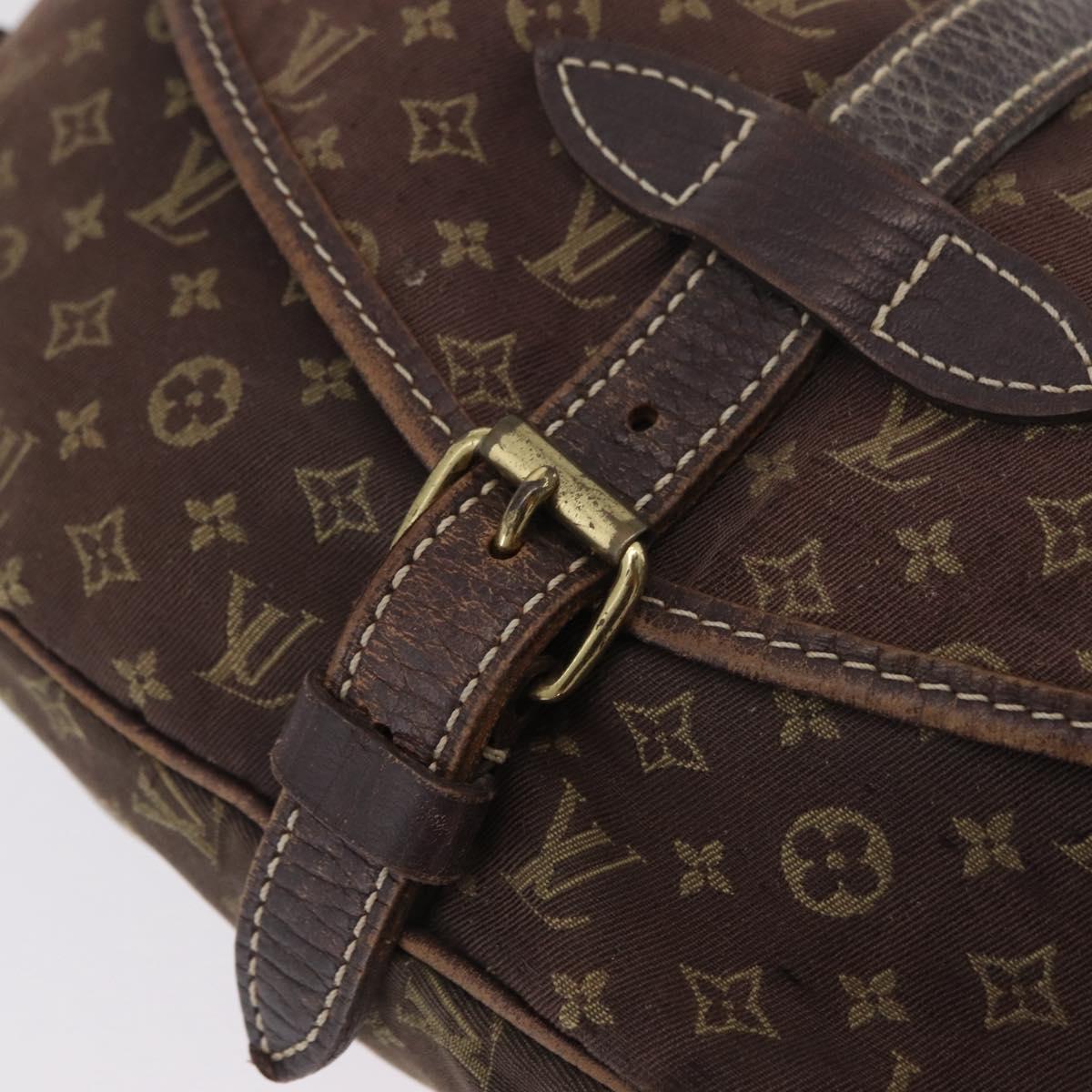 LOUIS VUITTON Monogram Mini Lin Saumur 30 Bag Brown Fuzan M95227 LV Auth ep16180