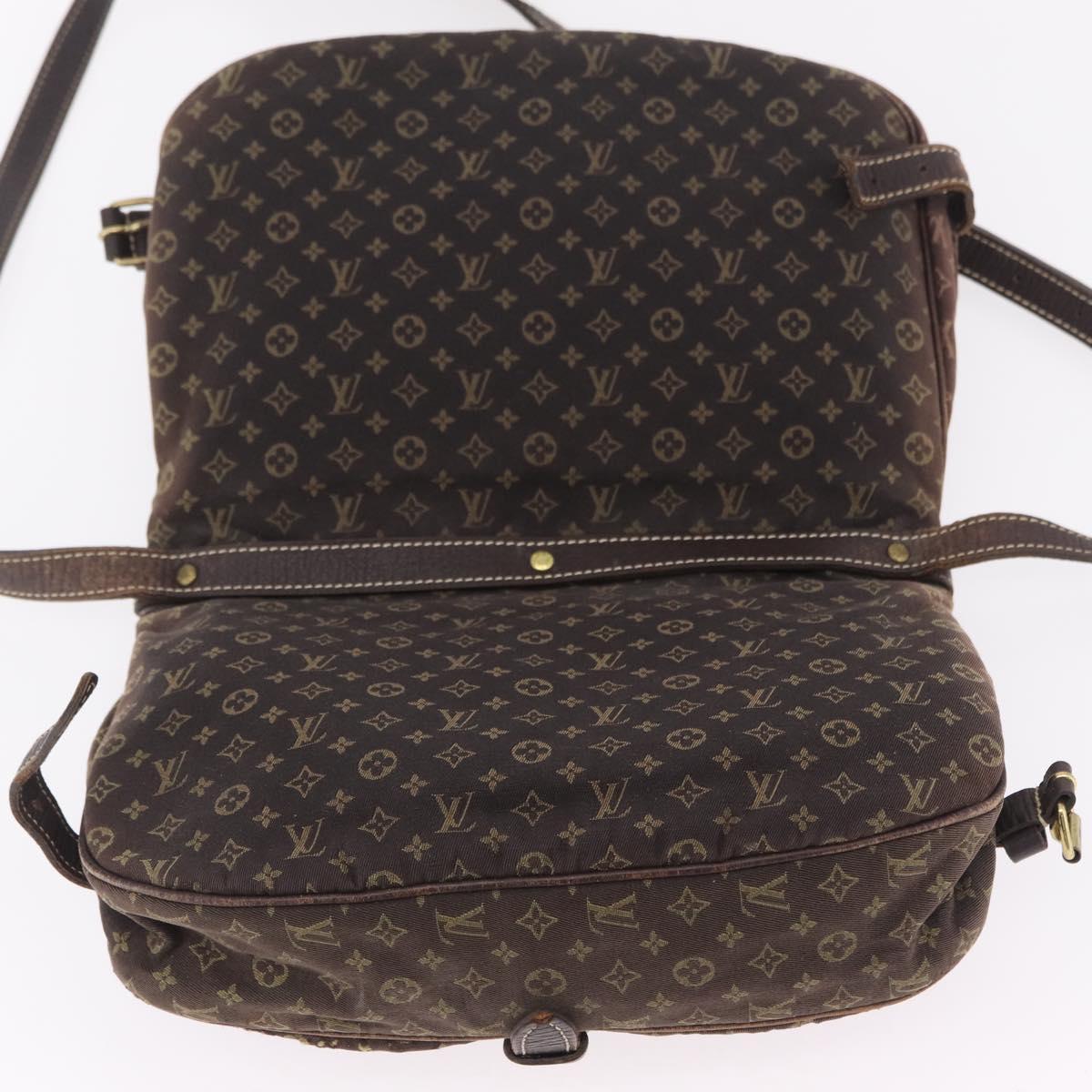 LOUIS VUITTON Monogram Mini Lin Saumur 30 Bag Brown Fuzan M95227 LV Auth ep16180