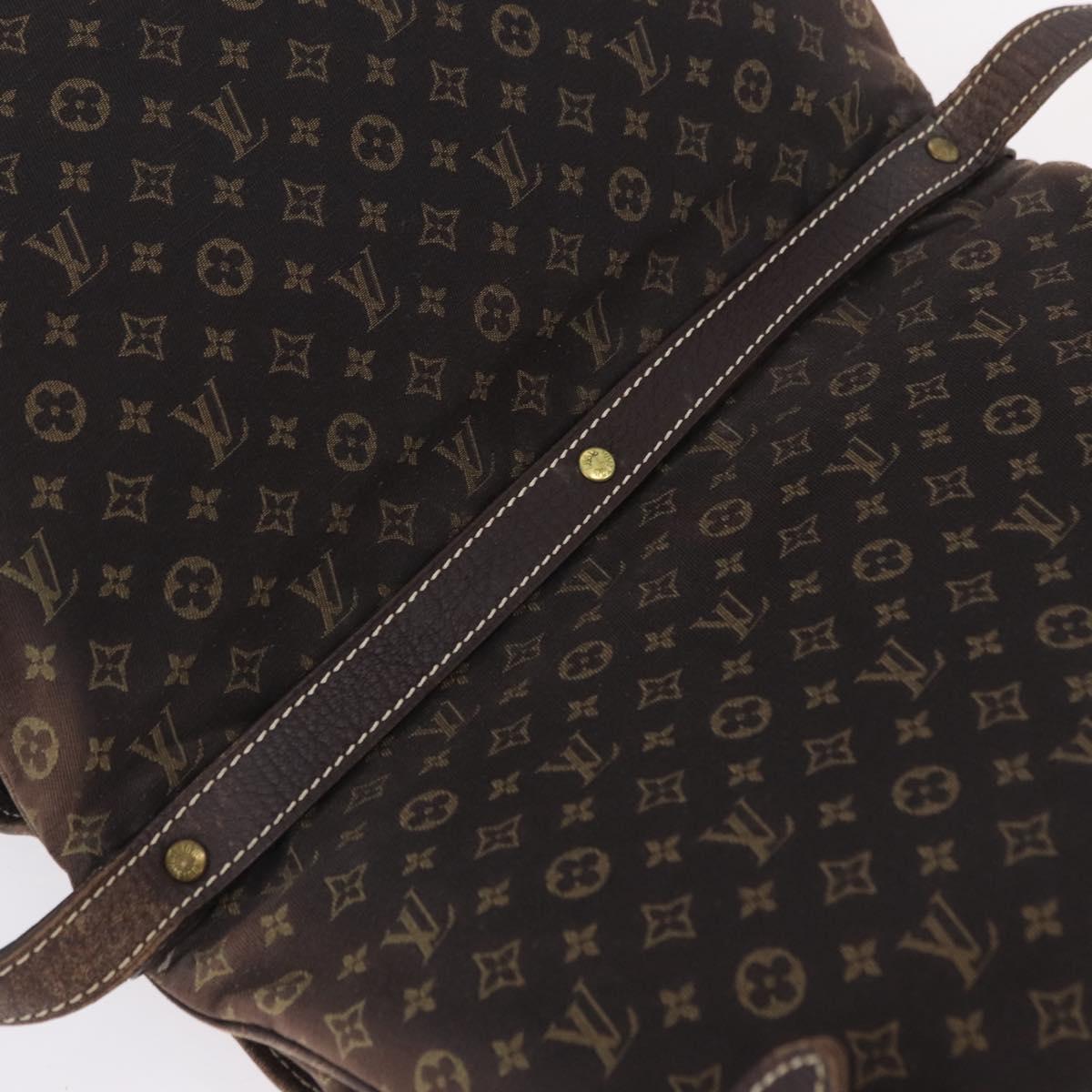 LOUIS VUITTON Monogram Mini Lin Saumur 30 Bag Brown Fuzan M95227 LV Auth ep16180