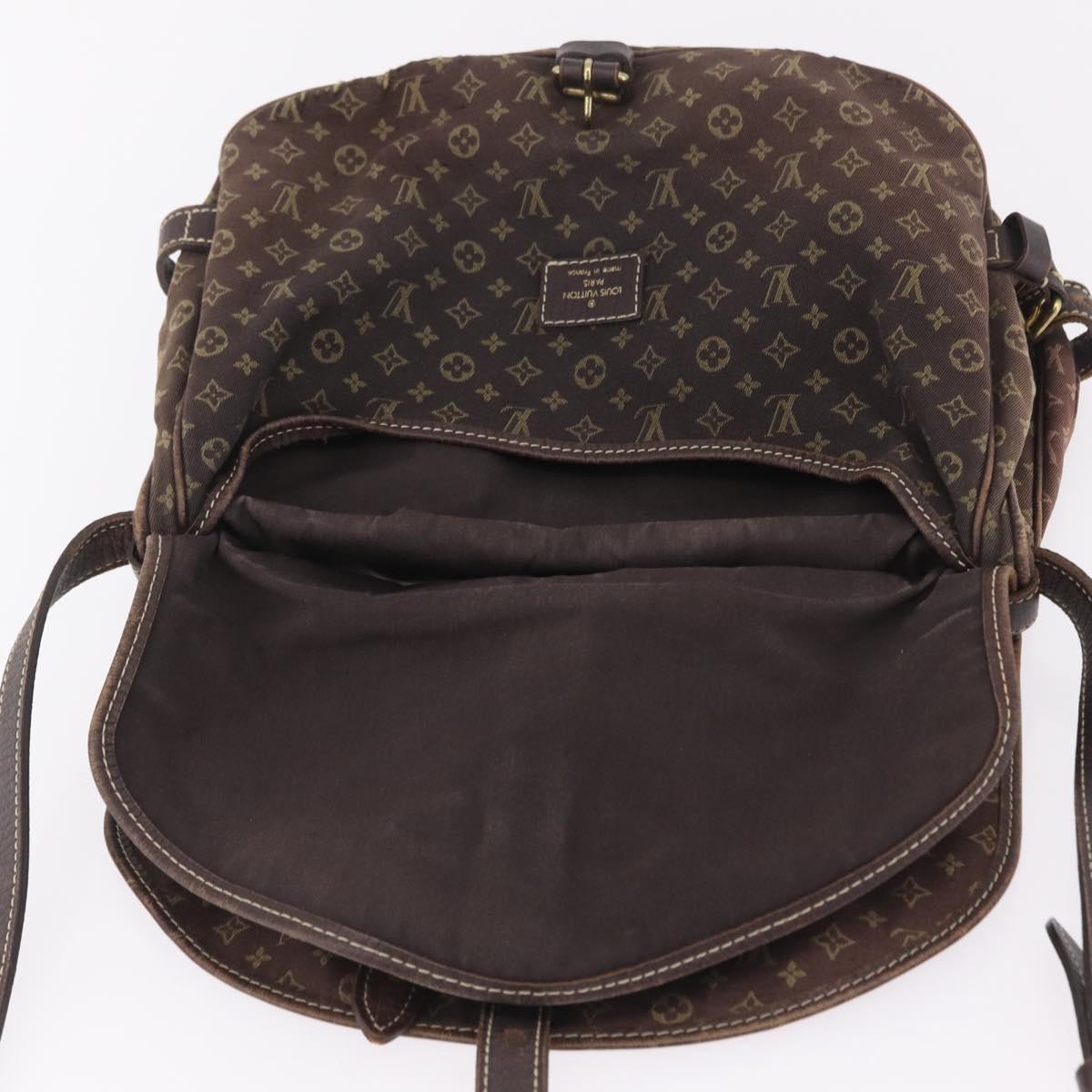 LOUIS VUITTON Monogram Mini Lin Saumur 30 Bag Brown Fuzan M95227 LV Auth ep16180