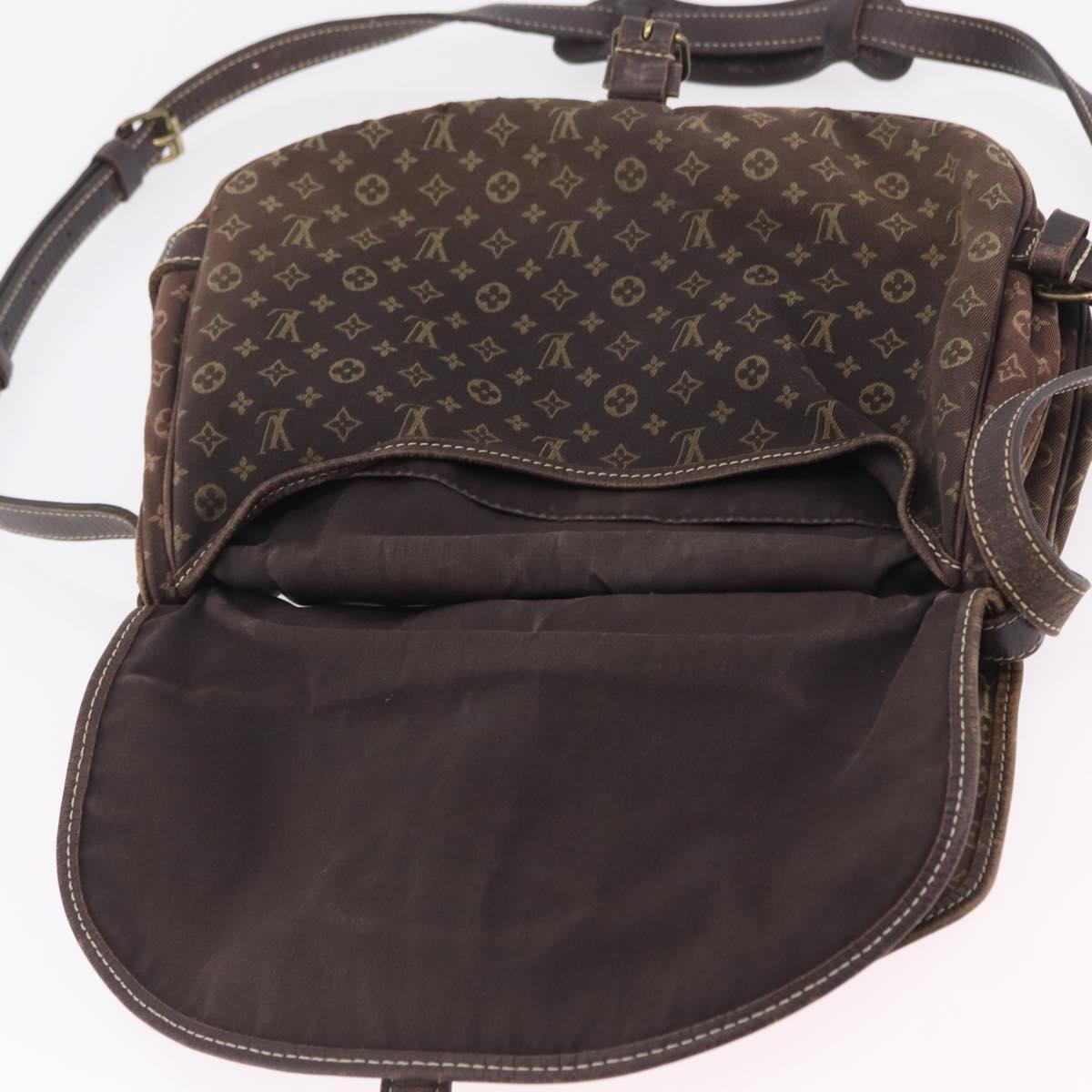 LOUIS VUITTON Monogram Mini Lin Saumur 30 Bag Brown Fuzan M95227 LV Auth ep16180