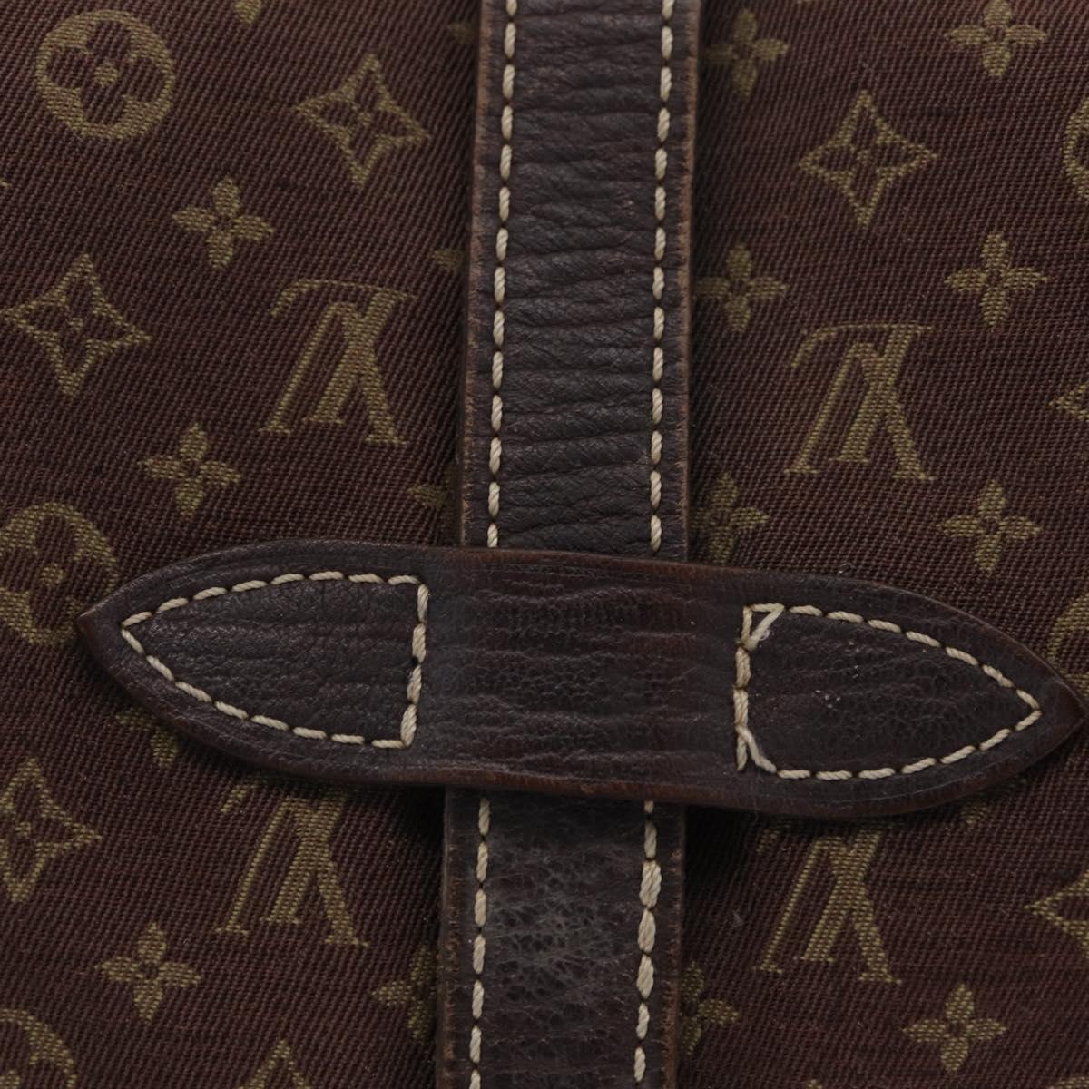 LOUIS VUITTON Monogram Mini Lin Saumur 30 Bag Brown Fuzan M95227 LV Auth ep16180
