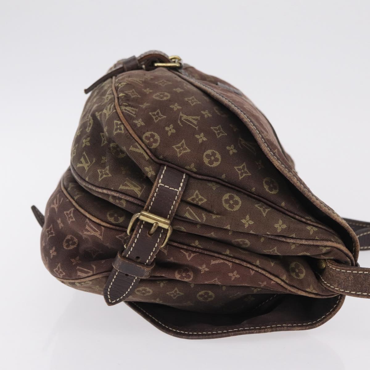 LOUIS VUITTON Monogram Mini Lin Saumur 30 Bag Brown Fuzan M95227 LV Auth ep16180