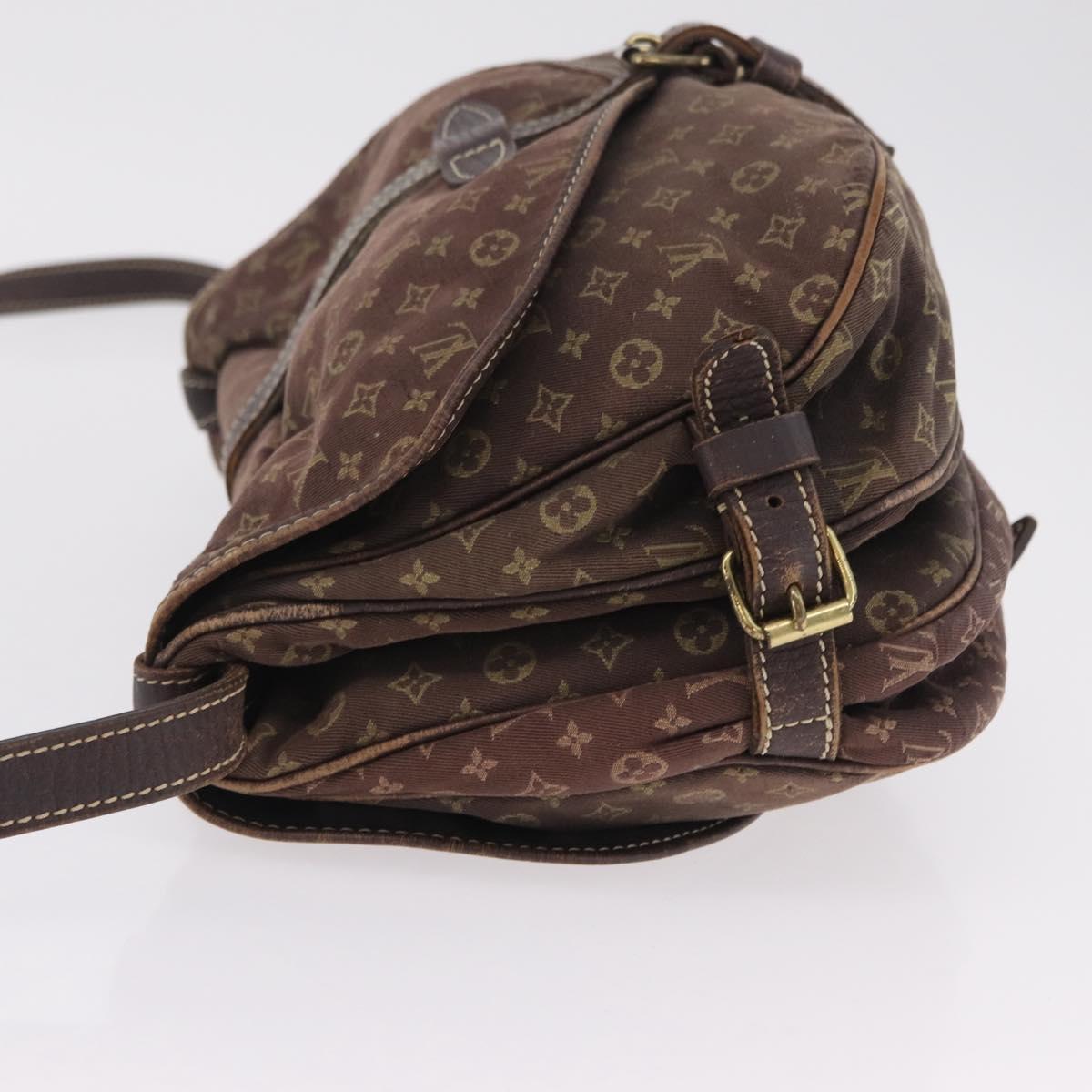 LOUIS VUITTON Monogram Mini Lin Saumur 30 Bag Brown Fuzan M95227 LV Auth ep16180