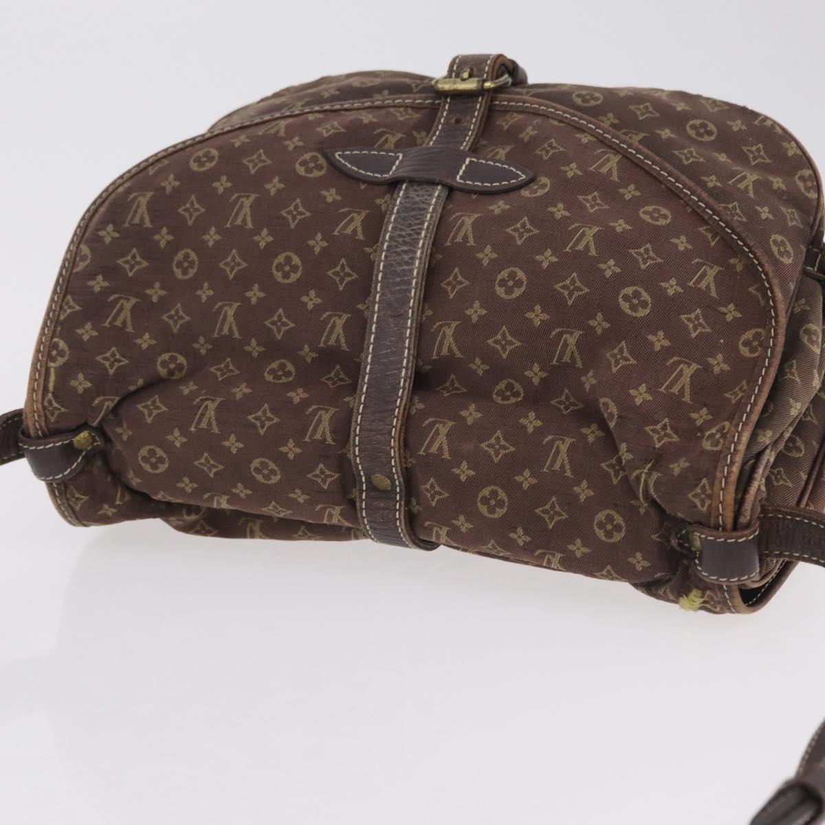 LOUIS VUITTON Monogram Mini Lin Saumur 30 Bag Brown Fuzan M95227 LV Auth ep16180