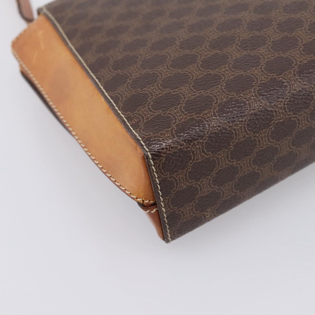 CELINE Macadam Canvas Shoulder Bag PVC Leather Brown Gold Auth ep16182