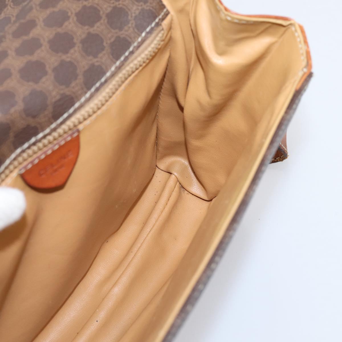 CELINE Macadam Canvas Shoulder Bag PVC Leather Brown Gold Auth ep16182