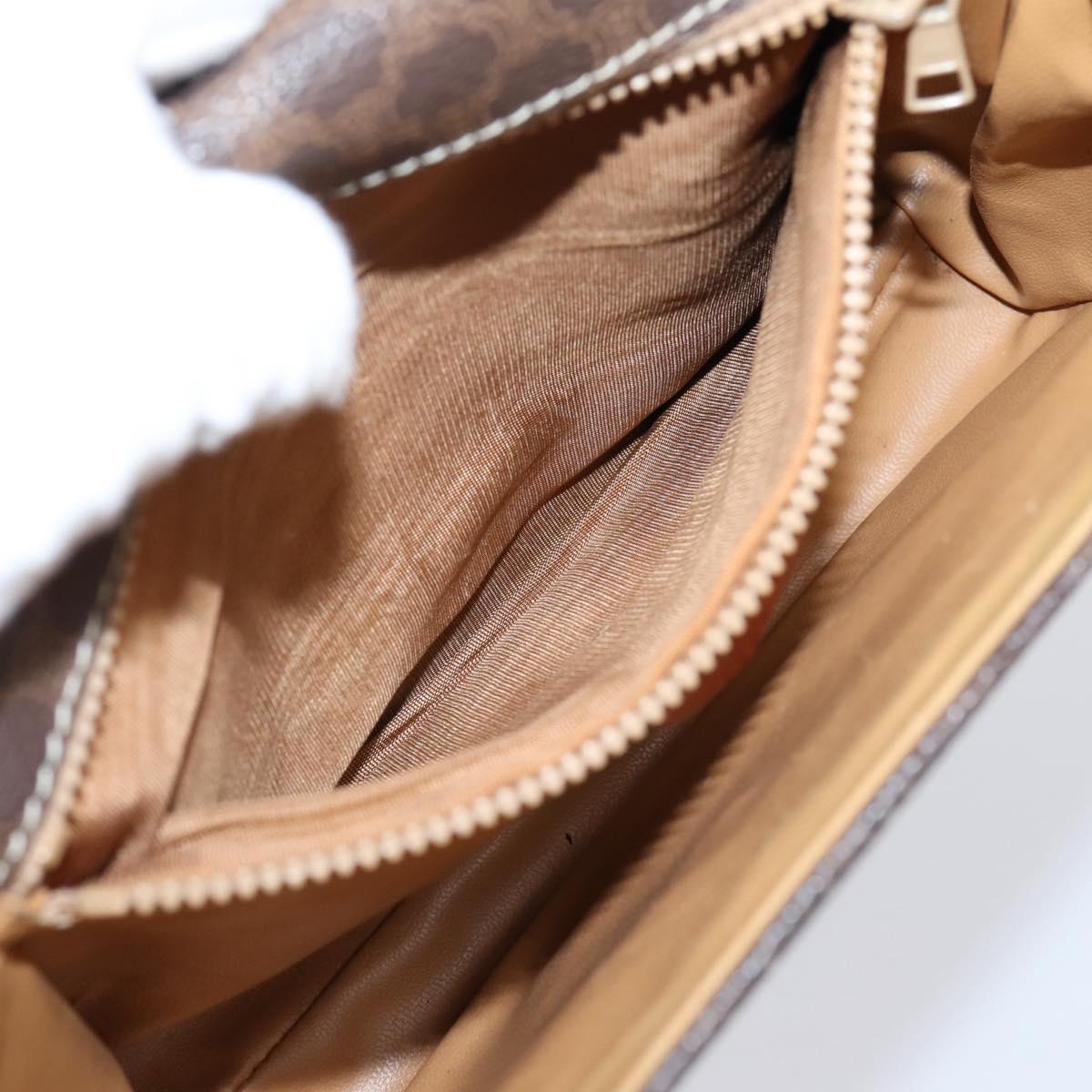 CELINE Macadam Canvas Shoulder Bag PVC Leather Brown Gold Auth ep16182