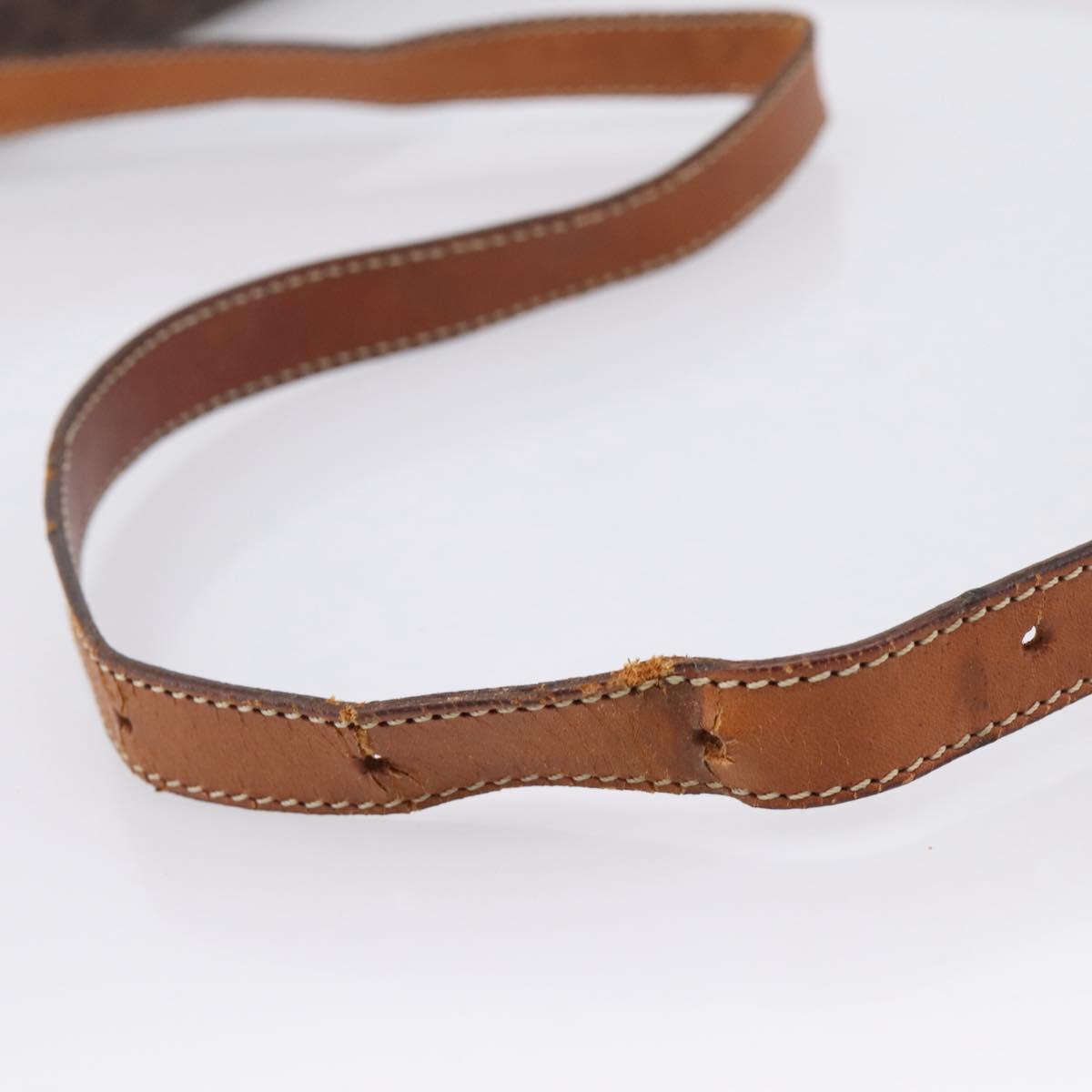 CELINE Macadam Canvas Shoulder Bag PVC Leather Brown Gold Auth ep16182