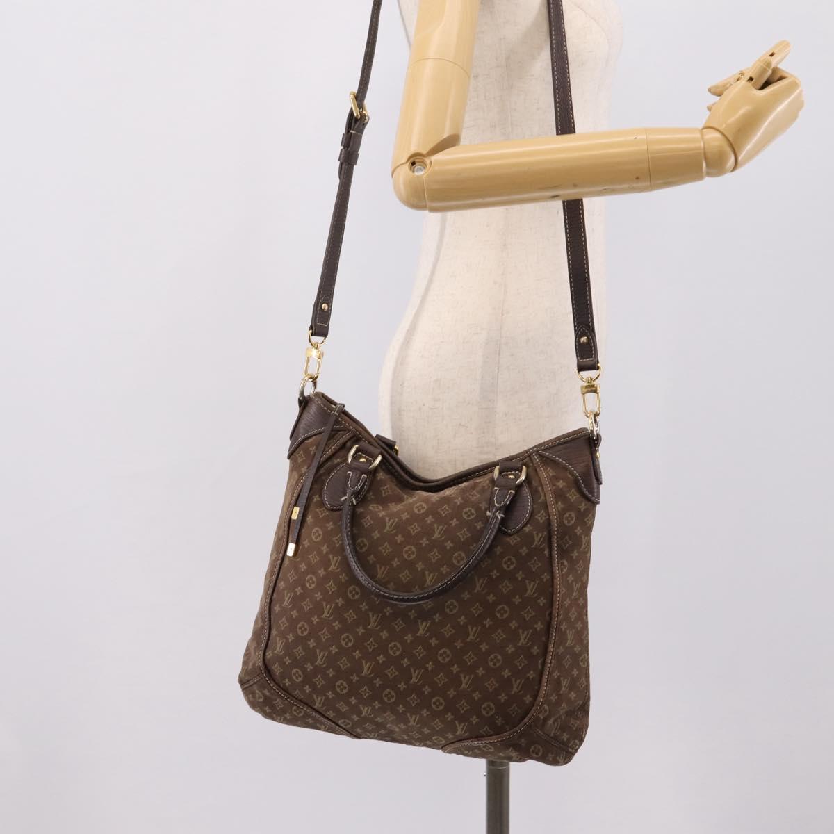 LOUIS VUITTON Monogram Mini Lin Buzasu Anjoul Bag 2way Ebene M95617 Auth ep16190