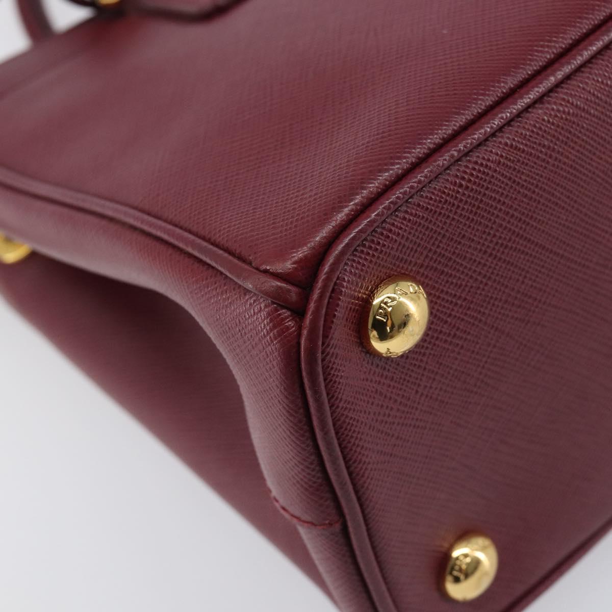 PRADA Hand Bag Saffiano leather 2way Bordeaux Gold Auth ep16191V