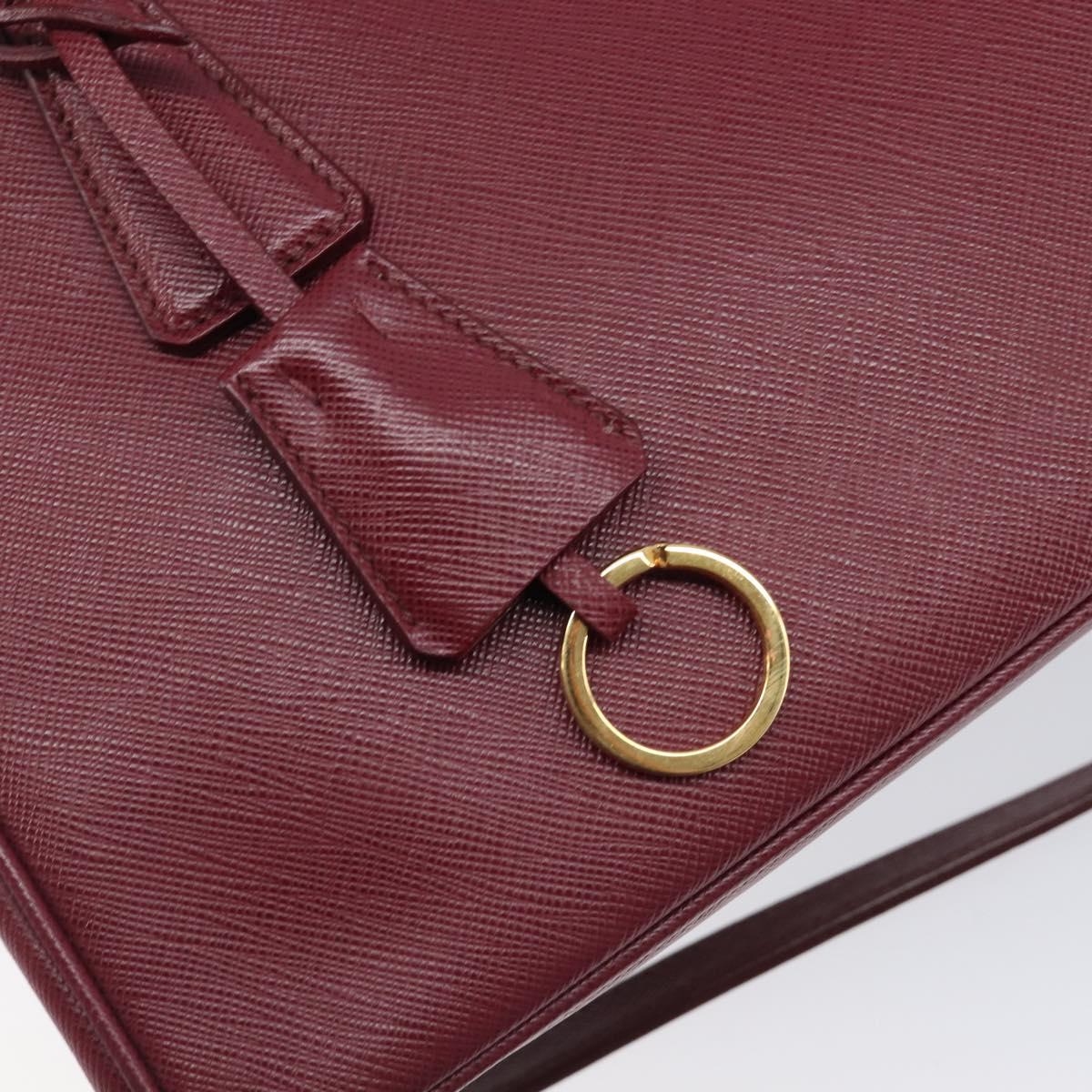 PRADA Hand Bag Saffiano leather 2way Bordeaux Gold Auth ep16191V