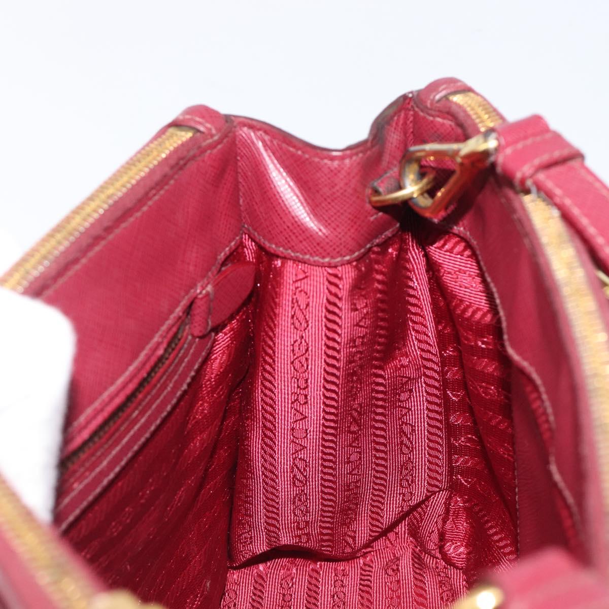 PRADA Hand Bag Saffiano leather 2way Bordeaux Gold Auth ep16191V
