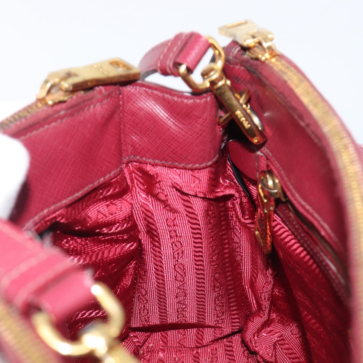PRADA Hand Bag Saffiano leather 2way Bordeaux Gold Auth ep16191V