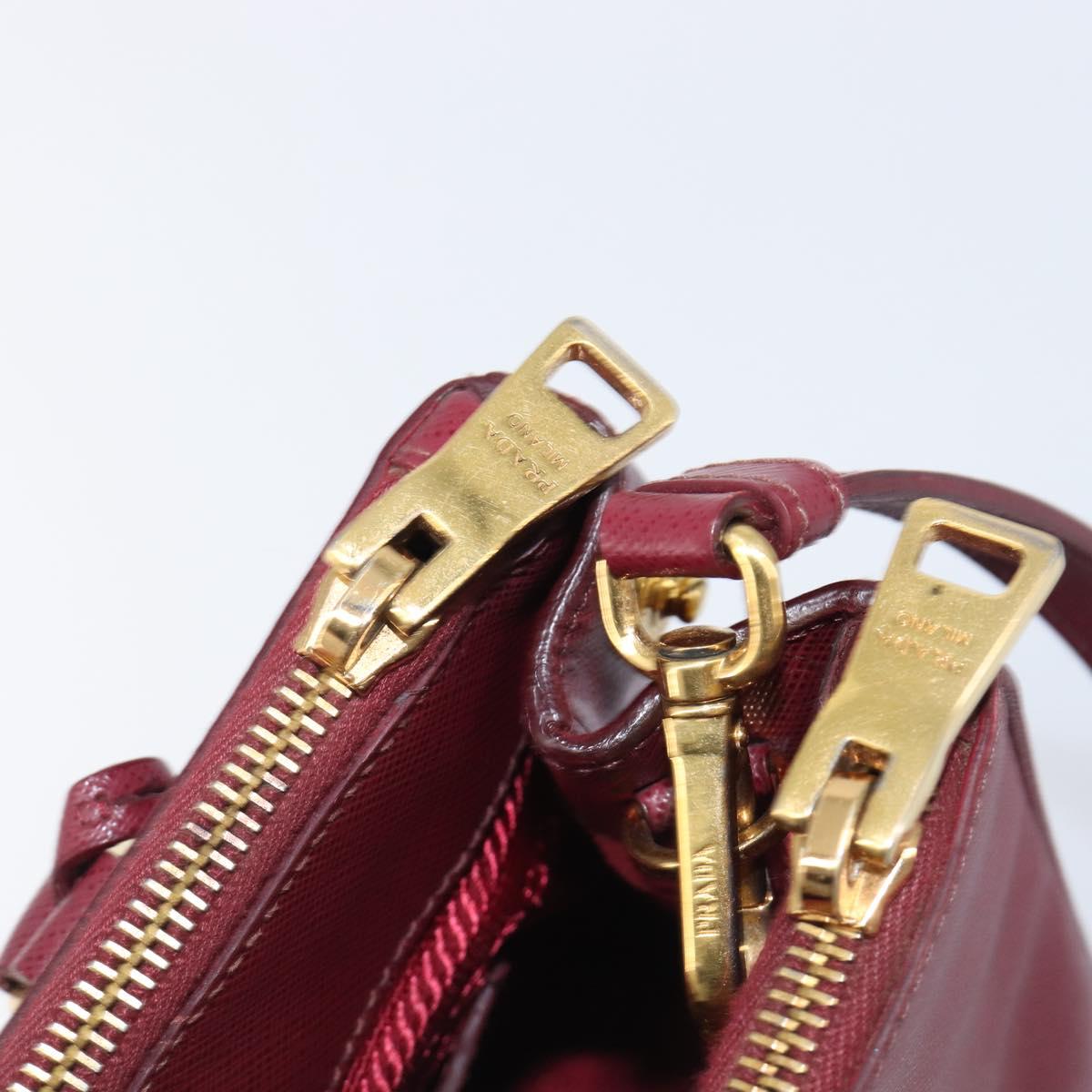 PRADA Hand Bag Saffiano leather 2way Bordeaux Gold Auth ep16191V