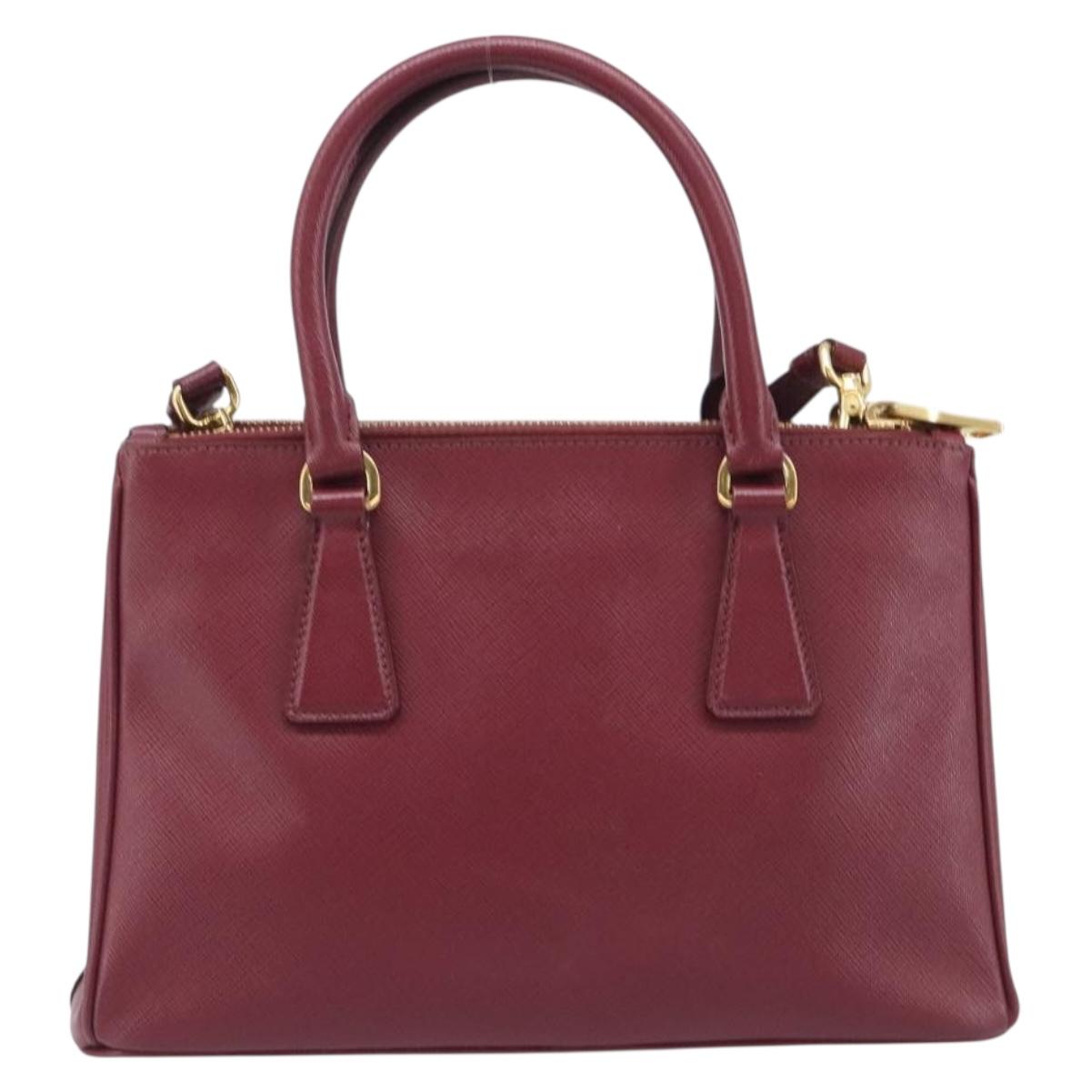PRADA Hand Bag Saffiano leather 2way Bordeaux Gold Auth ep16191V