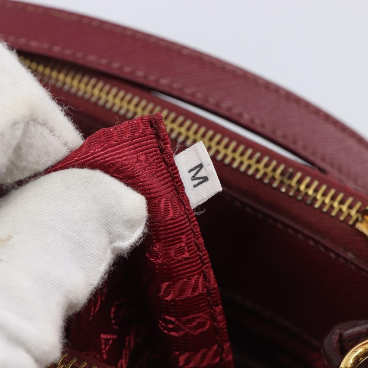 PRADA Hand Bag Saffiano leather 2way Bordeaux Gold Auth ep16191V