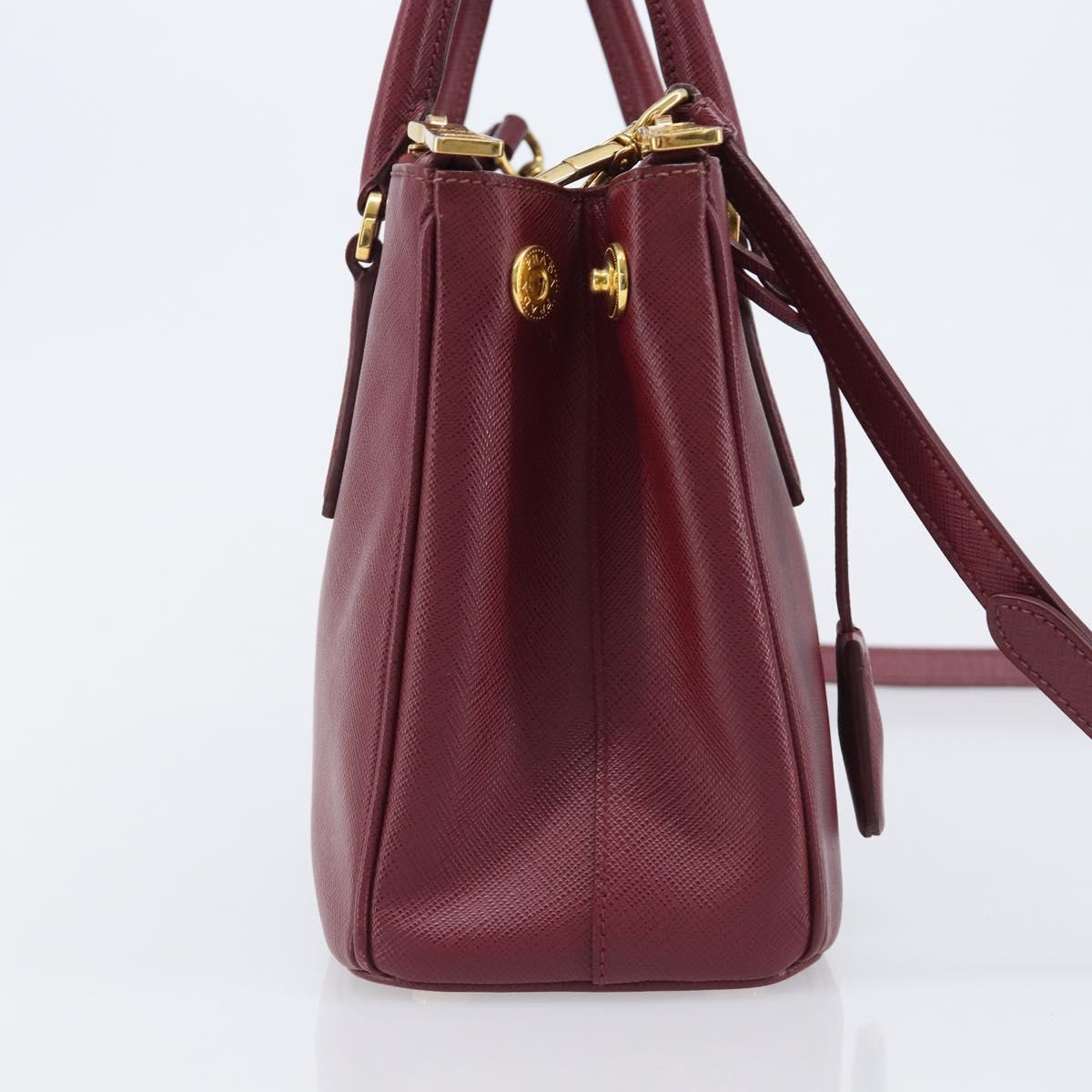 PRADA Hand Bag Saffiano leather 2way Bordeaux Gold Auth ep16191V