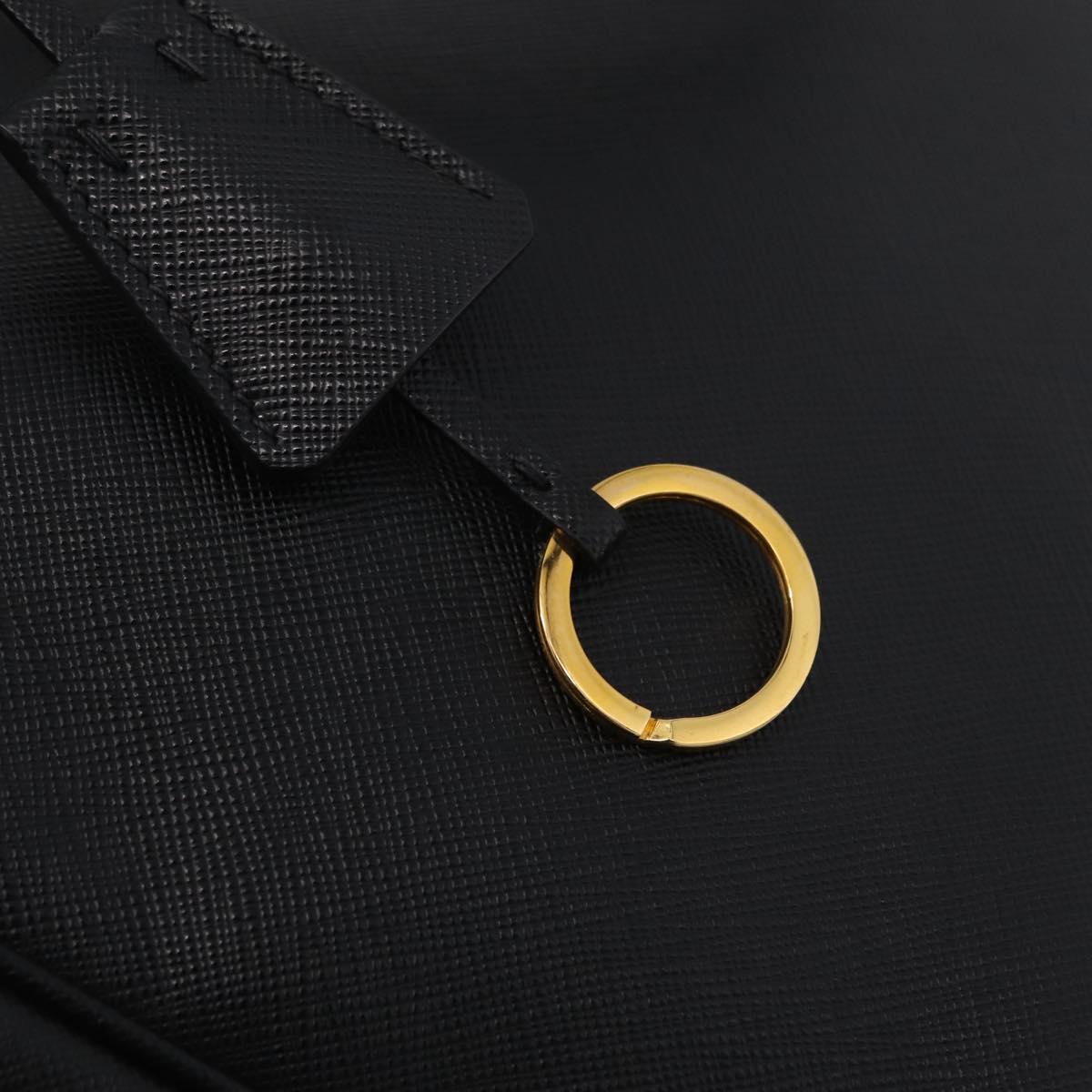 PRADA Tote Bag Safiano Leather Black Gold Auth ep16192