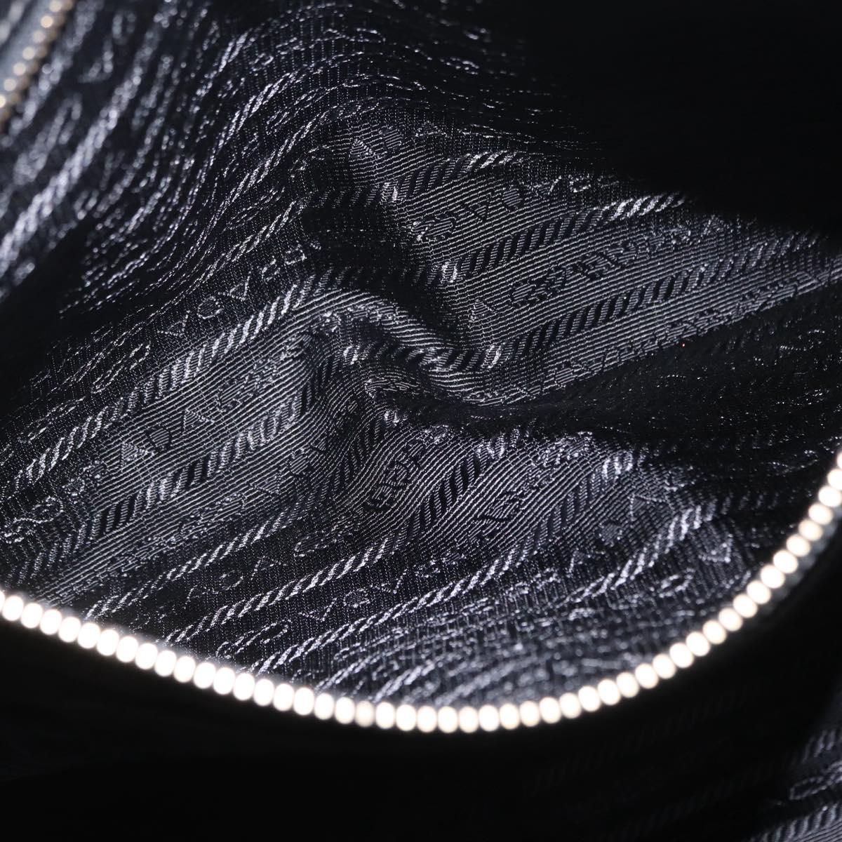 PRADA Tote Bag Safiano Leather Black Gold Auth ep16192