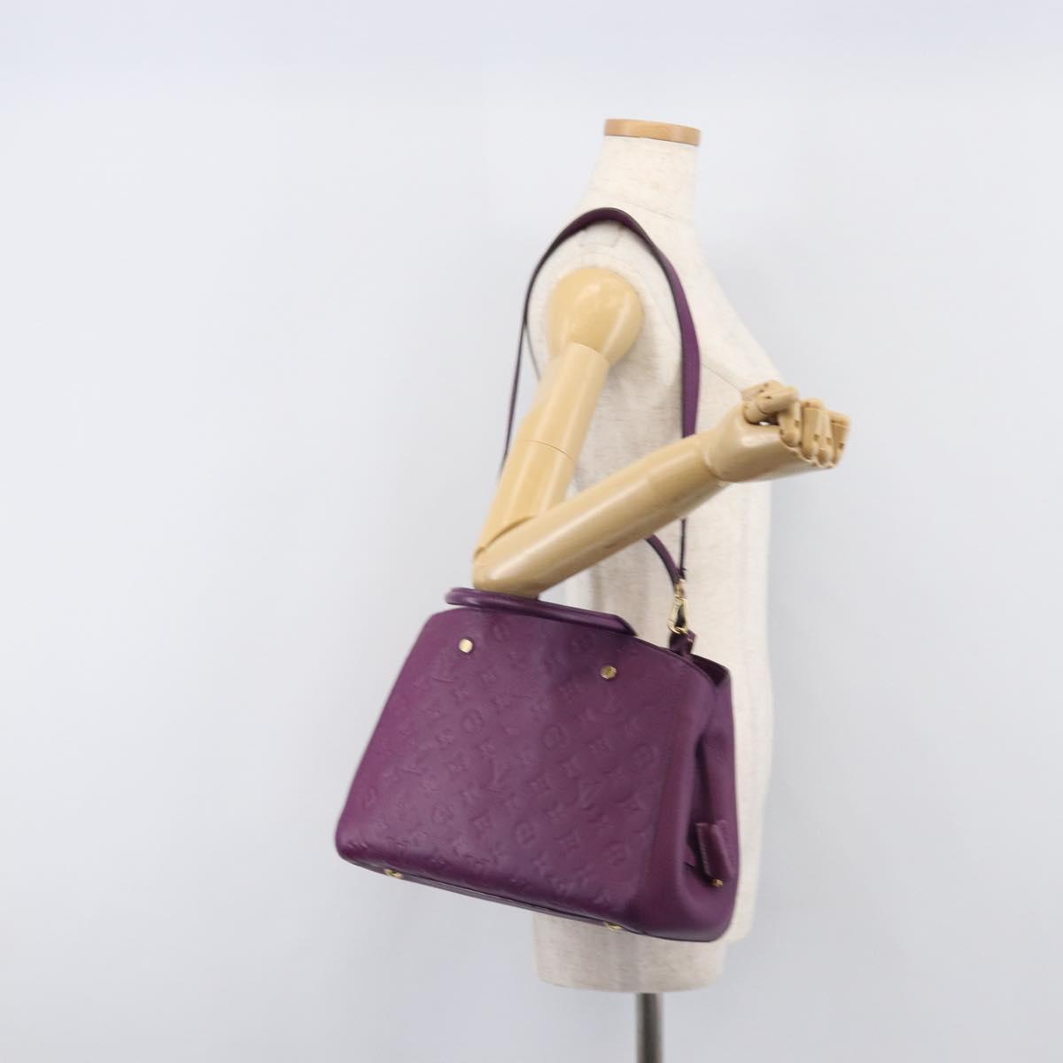 LOUIS VUITTON Monogram Empreinte Montaigne MM Bag Purple M41046 LV Auth ep16194A