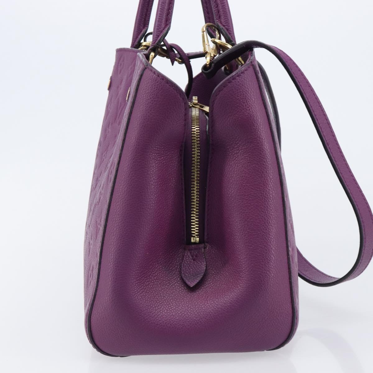 LOUIS VUITTON Monogram Empreinte Montaigne MM Bag Purple M41046 LV Auth ep16194A