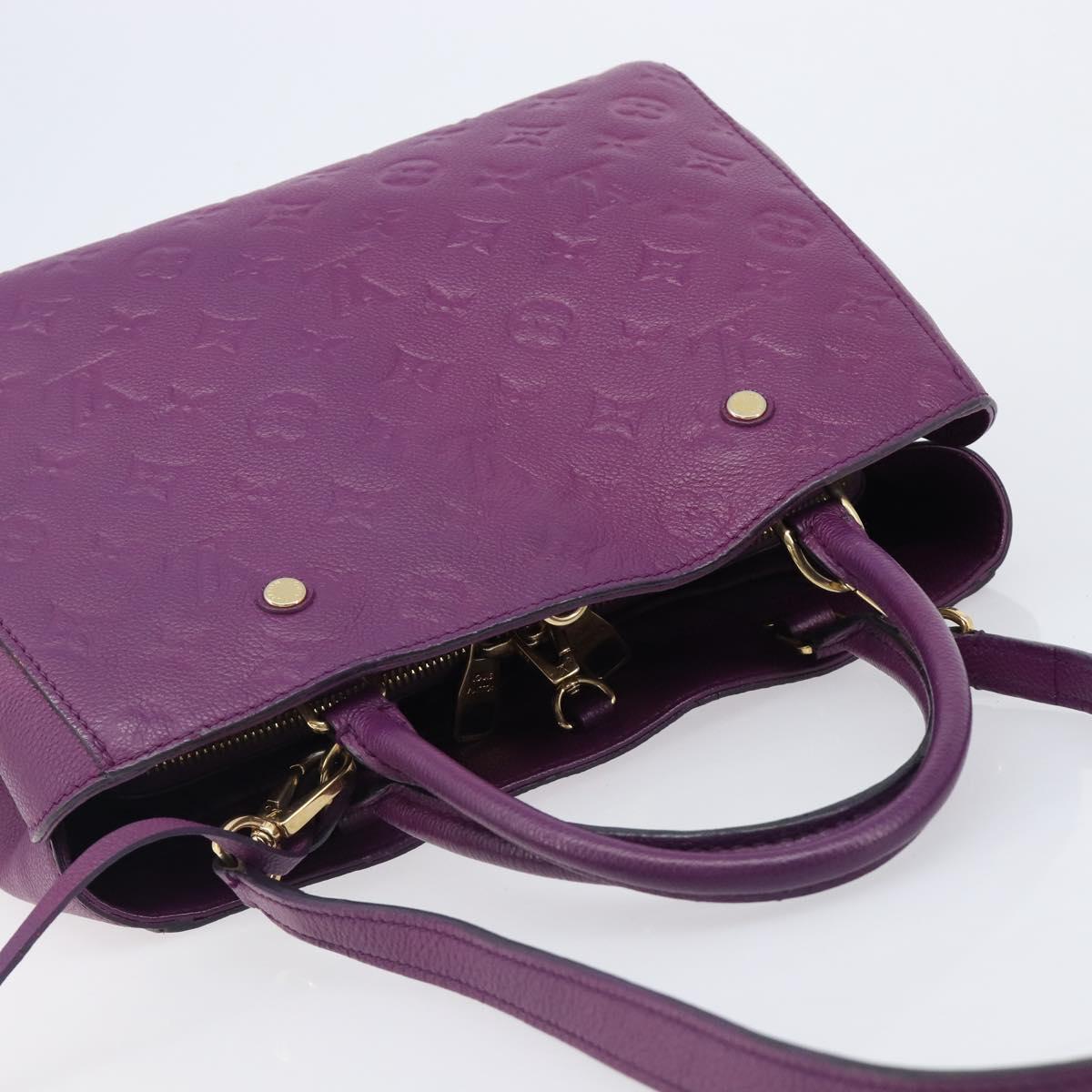 LOUIS VUITTON Monogram Empreinte Montaigne MM Bag Purple M41046 LV Auth ep16194A