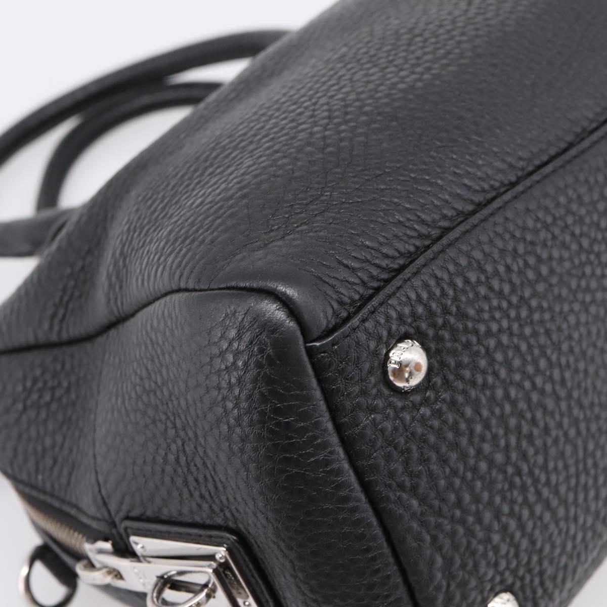 PRADA Hand Bag Leather Black Silver Auth ep16195A