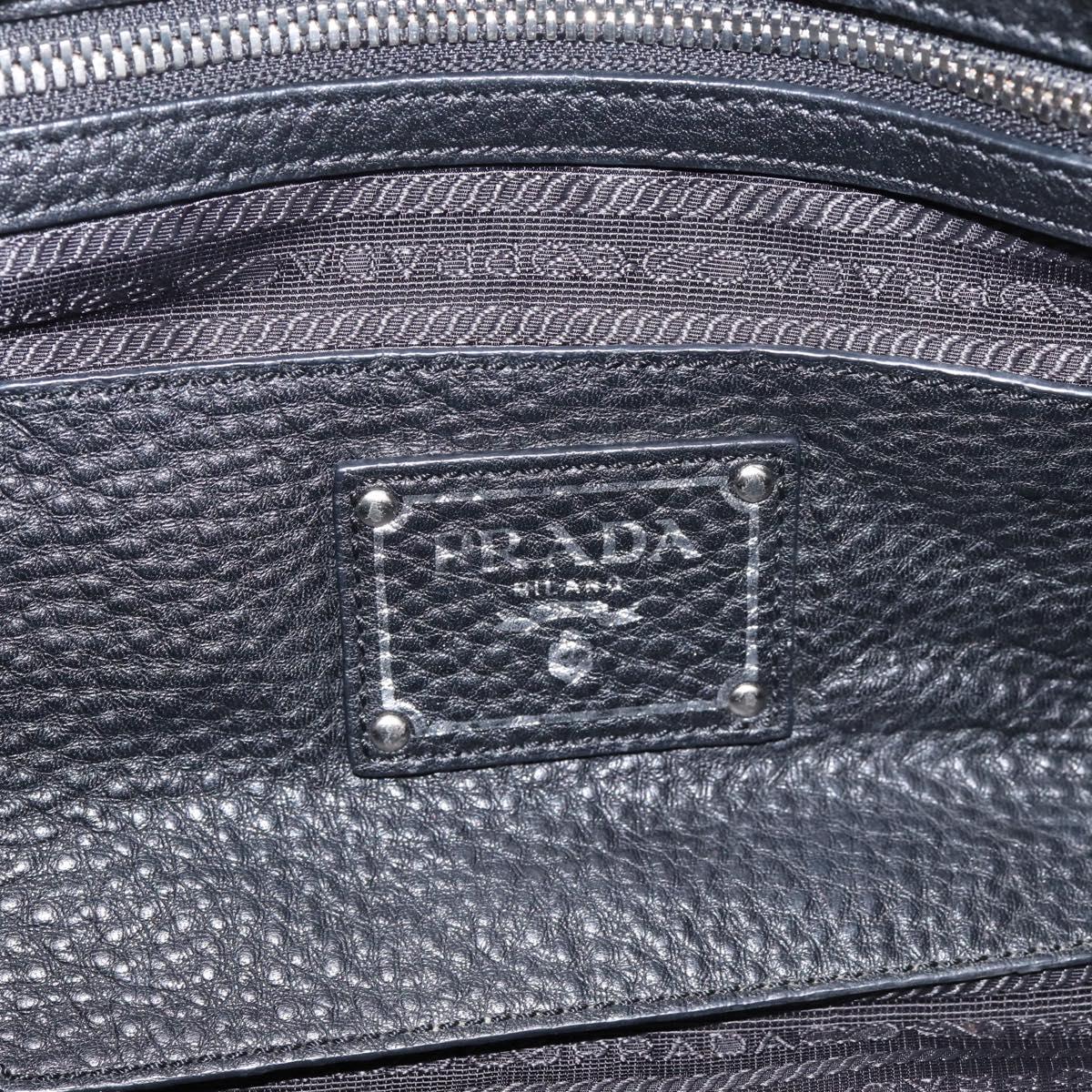 PRADA Hand Bag Leather Black Silver Auth ep16195A