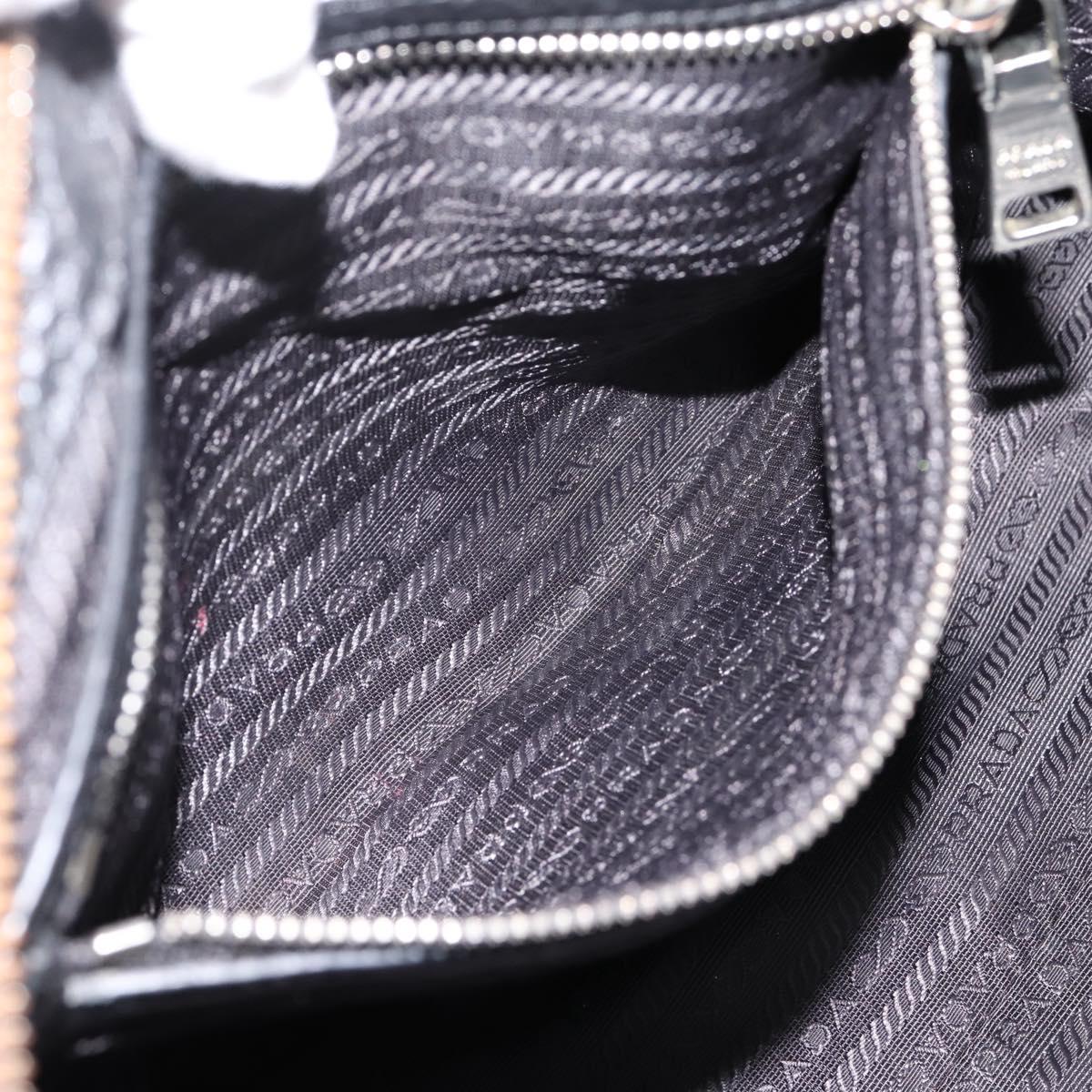 PRADA Hand Bag Leather Black Silver Auth ep16195A