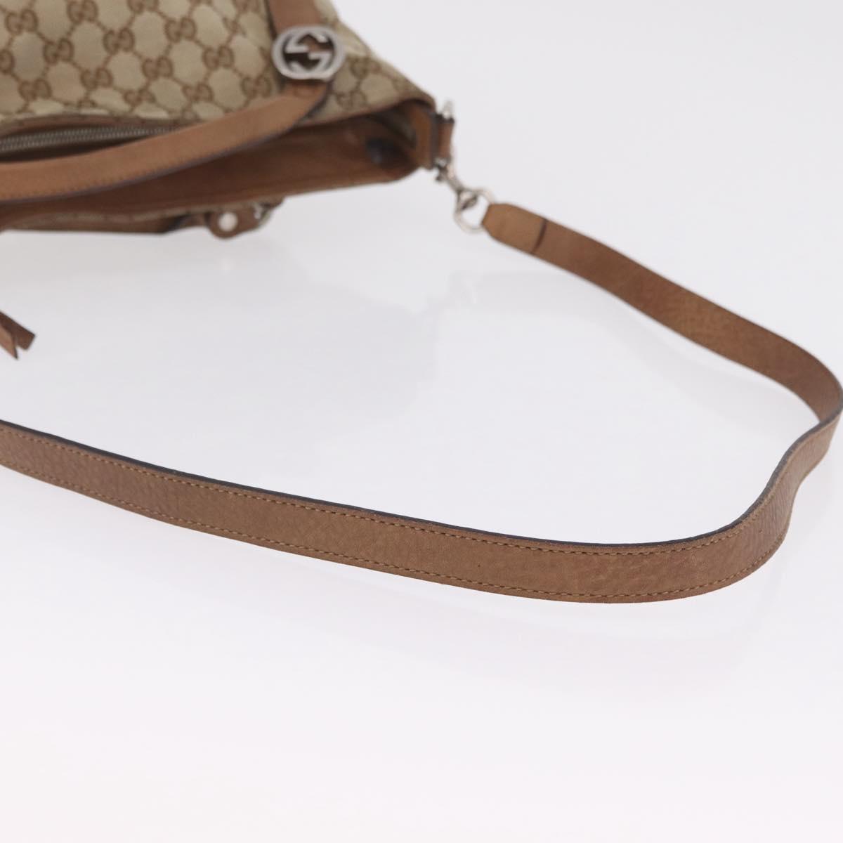 GUCCI GG Canvas Hand Bag 2way Beige Silver 323675 Auth ep16196