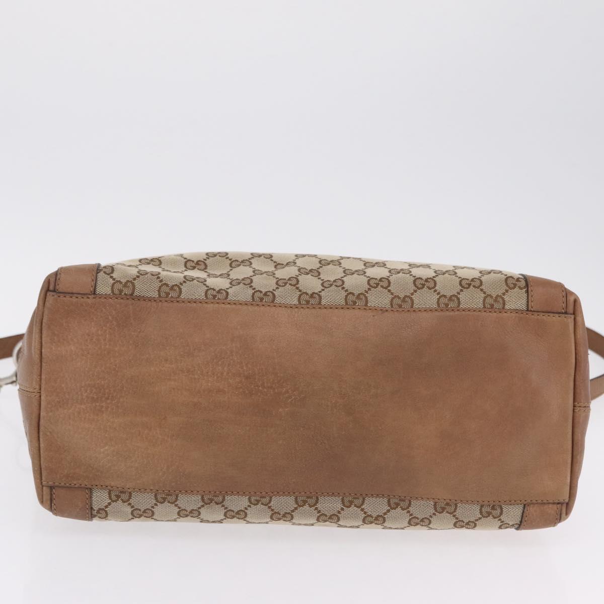 GUCCI GG Canvas Hand Bag 2way Beige Silver 323675 Auth ep16196