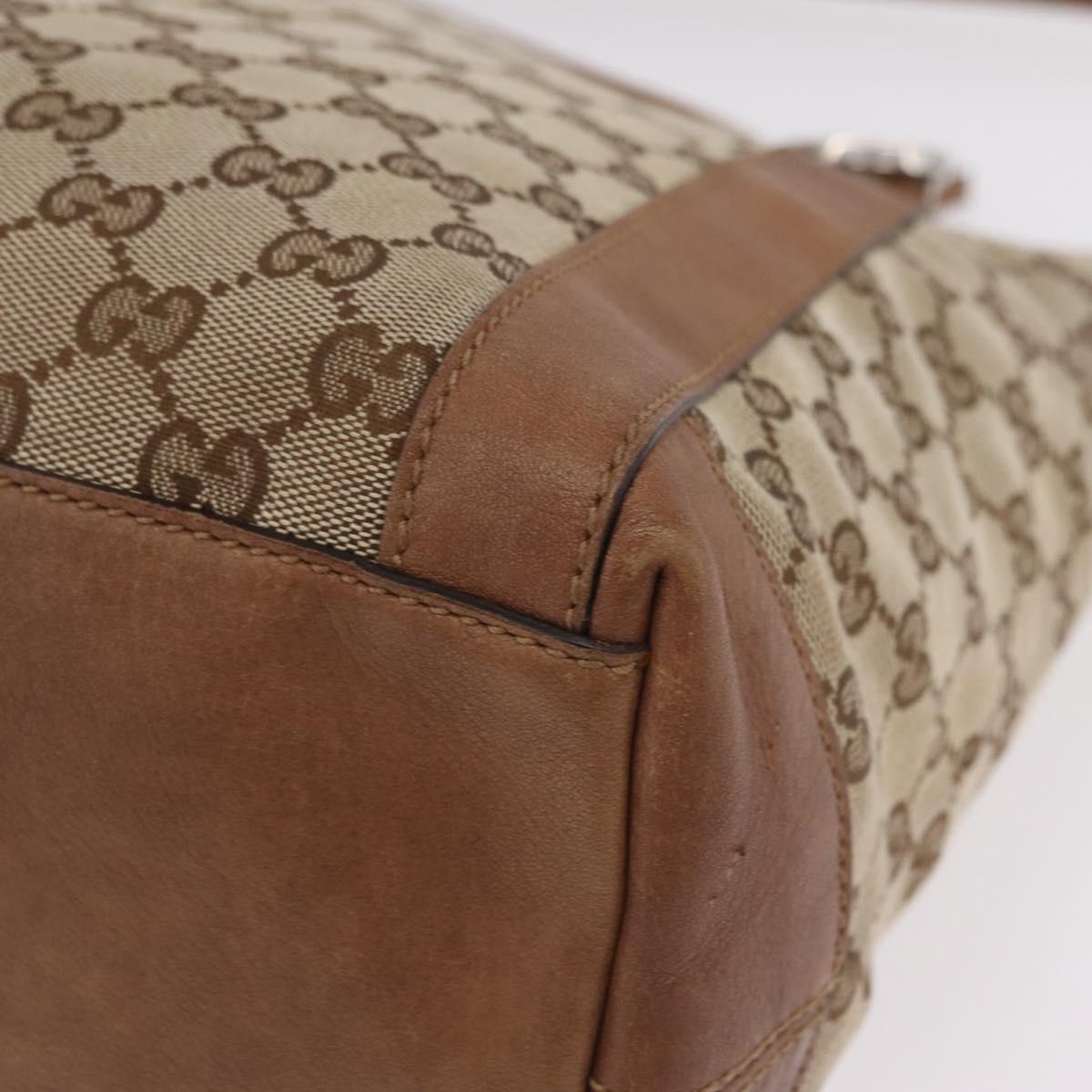 GUCCI GG Canvas Hand Bag 2way Beige Silver 323675 Auth ep16196