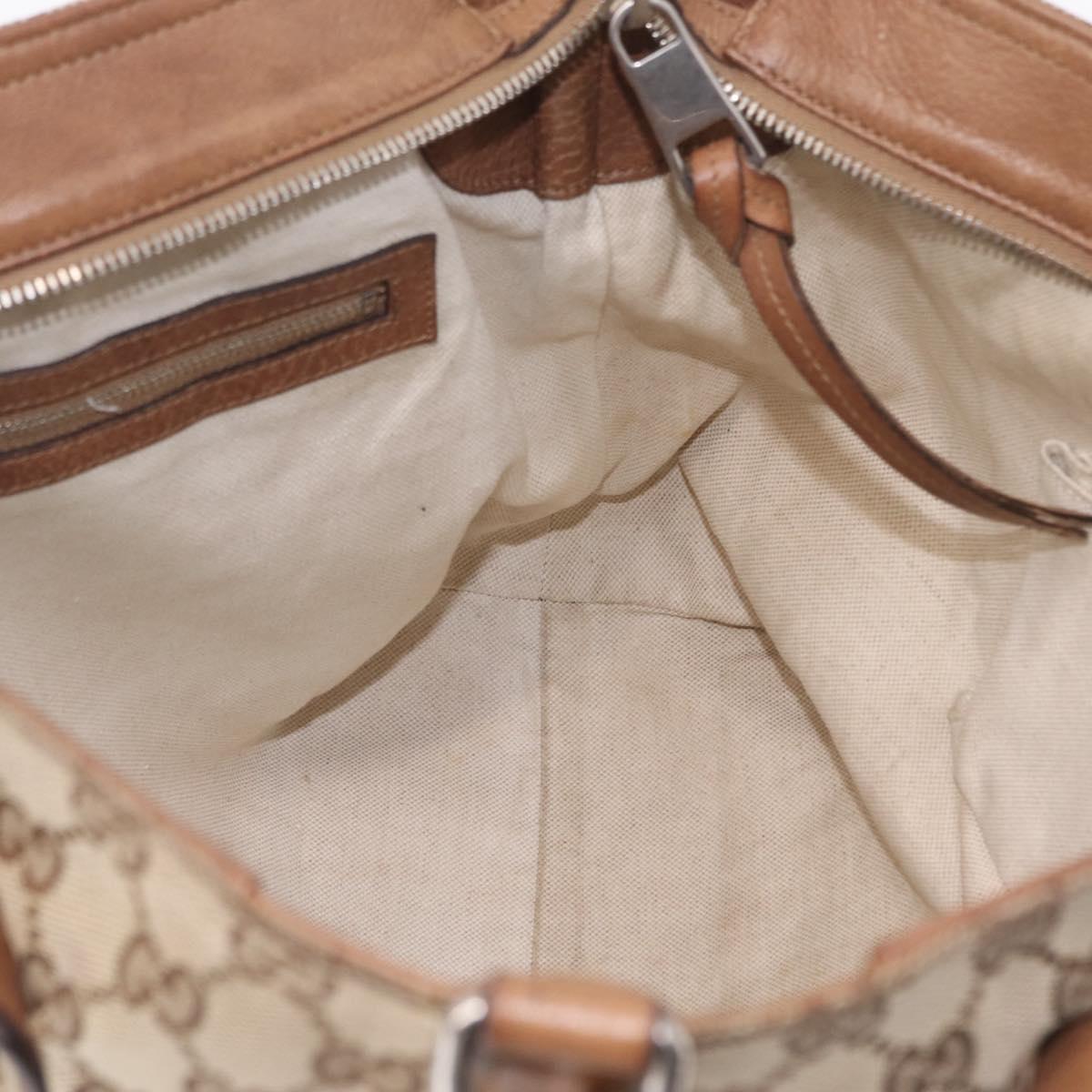 GUCCI GG Canvas Hand Bag 2way Beige Silver 323675 Auth ep16196