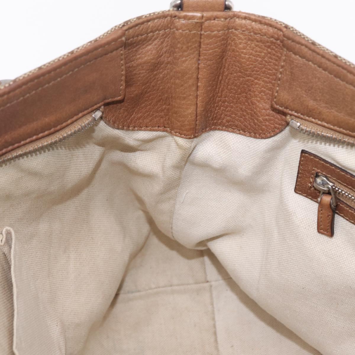 GUCCI GG Canvas Hand Bag 2way Beige Silver 323675 Auth ep16196